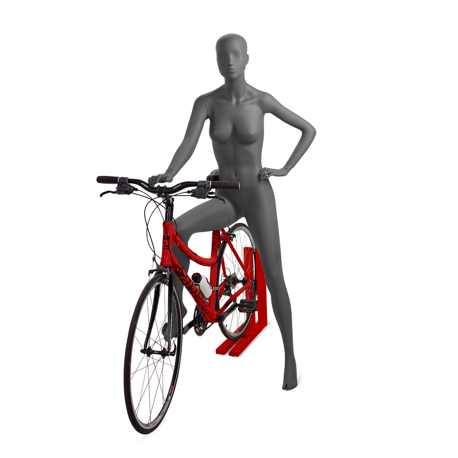 BINK - Mannequin cycliste femme, tête abstraite, gris