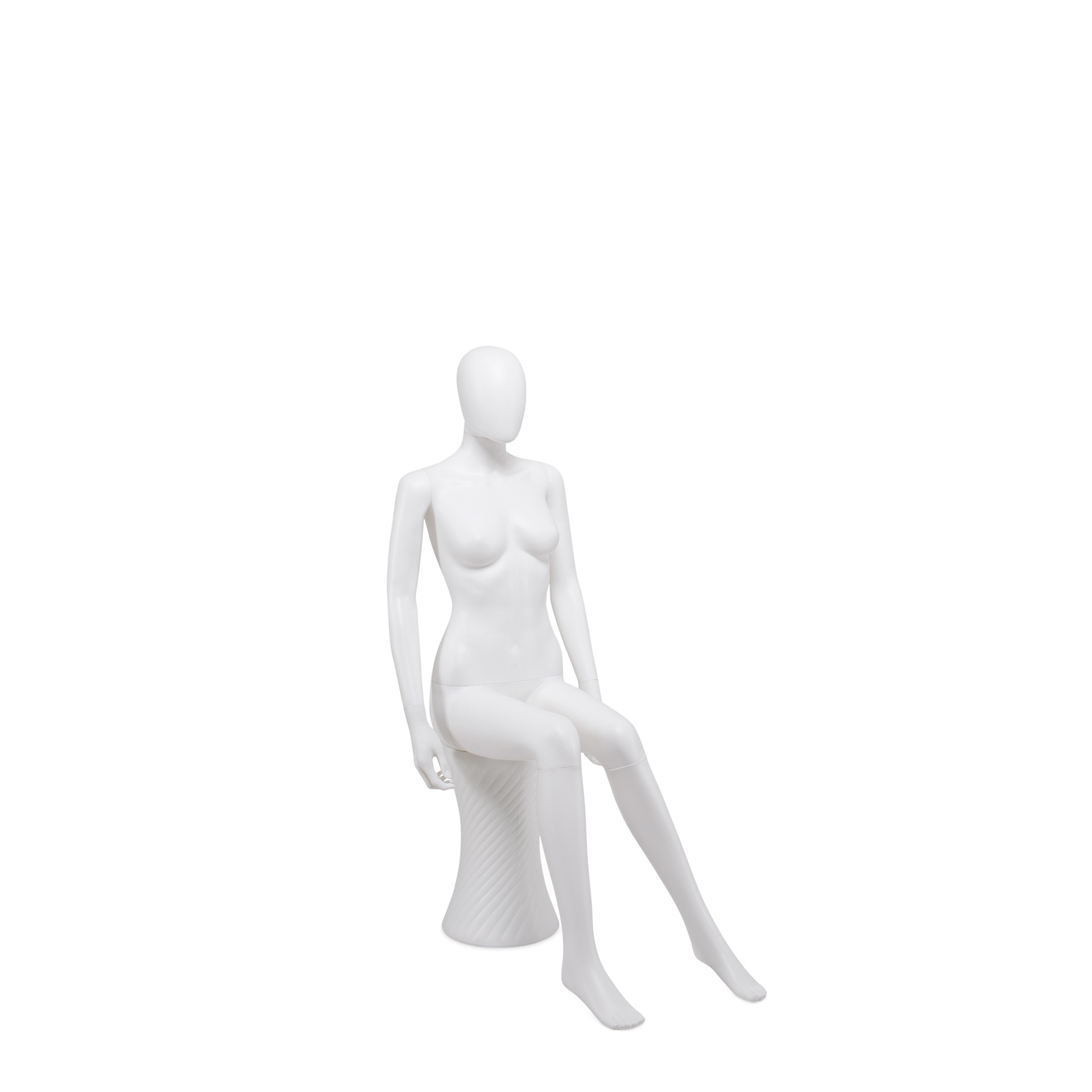 BINK - Cheap mannequin, female, detachable head, white mat colour, sitting pose 03