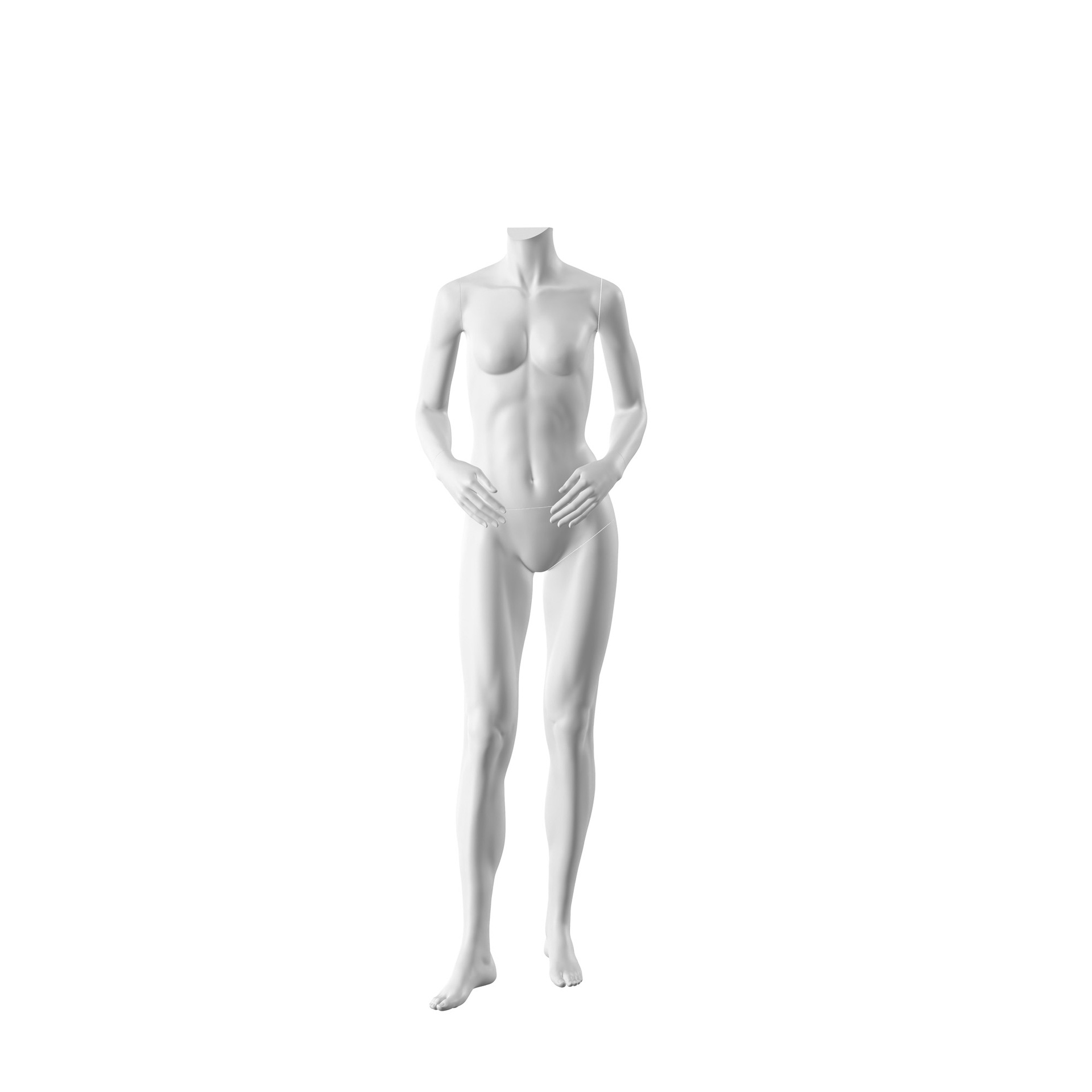 BINK - For Rent realistic mannequin, female, urban style, matt white, headless, standing pose 003