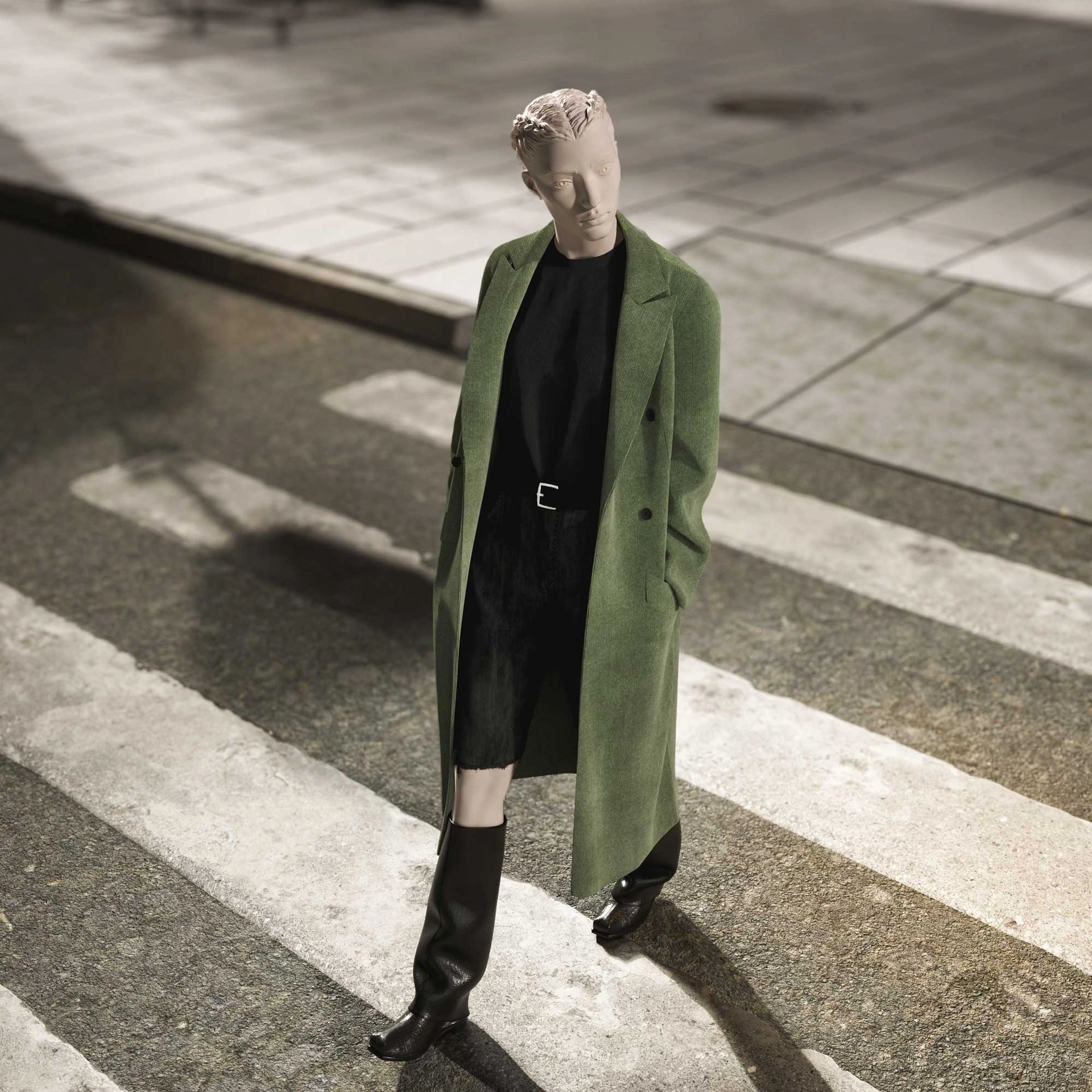 BINK - Realistic mannequin, female, urban style, matt white, seated pose 006