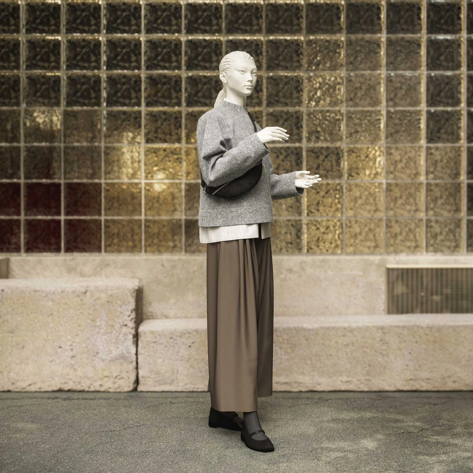 Realistic mannequin, female, urban style, matt white, standing pose 008