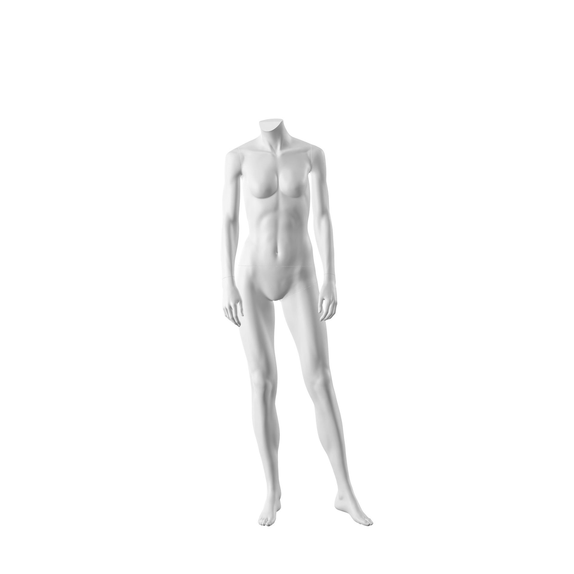 BINK - For Rent realistic mannequin, female, urban style, matt white, headless, standing pose 011