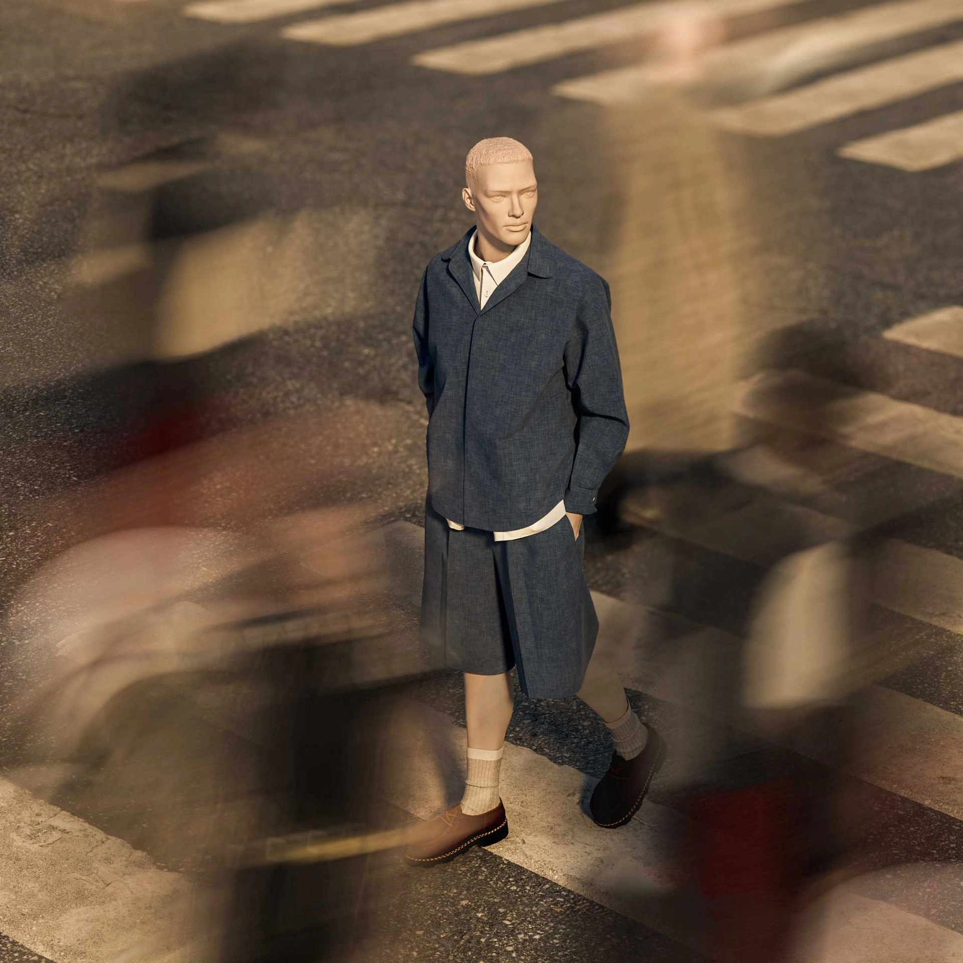 Realistic mannequin, male, urban style, matt white, standing pose 303
