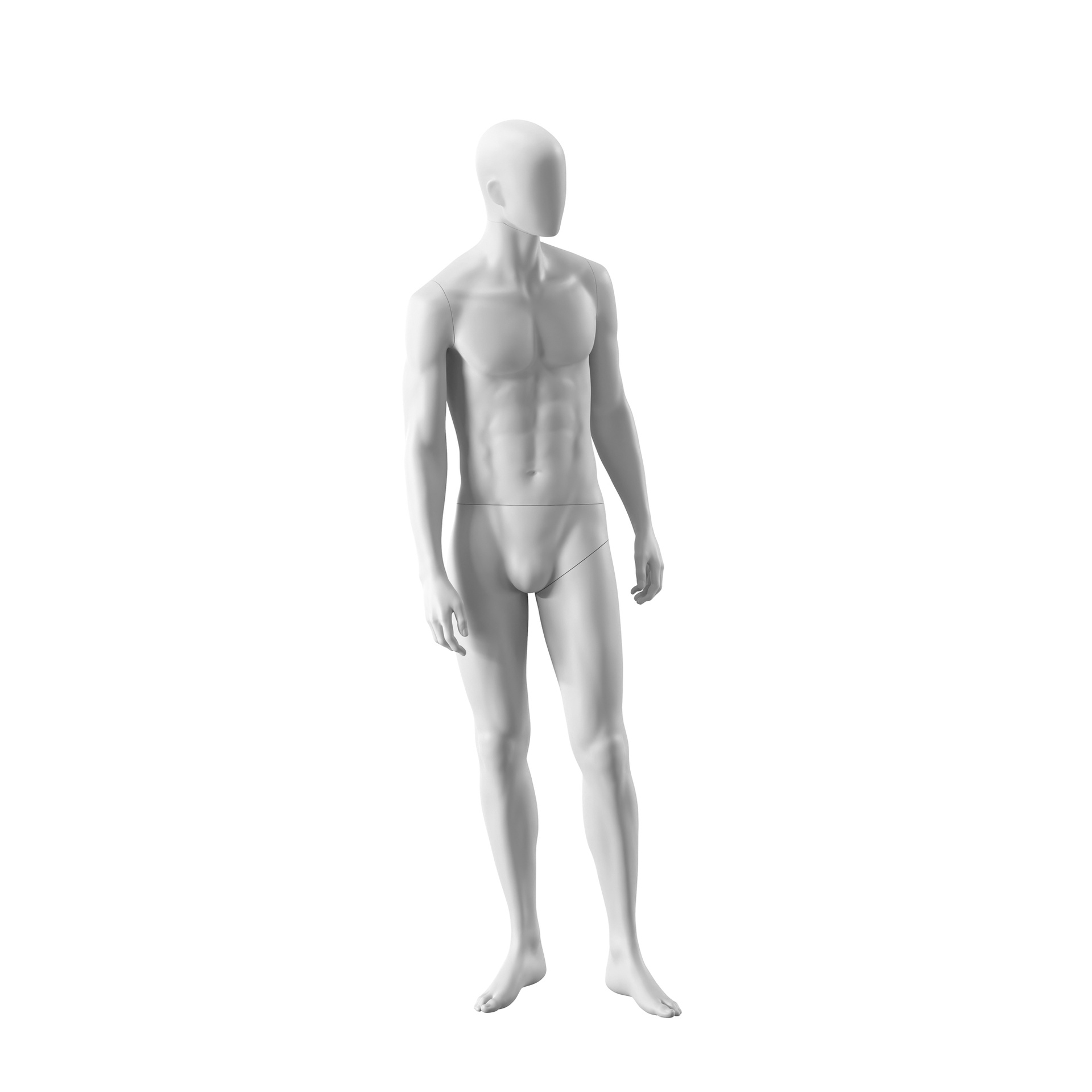 BINK - Maniquí realista de color blanco hombre, estilo urbano, cabeza abstracta, postura de pie 309