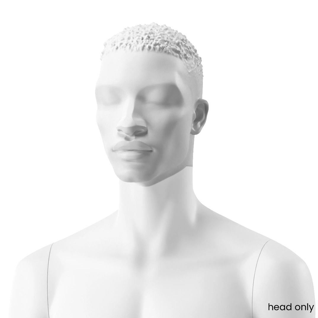 Cabeza de maniquí realista hombre moderno africano