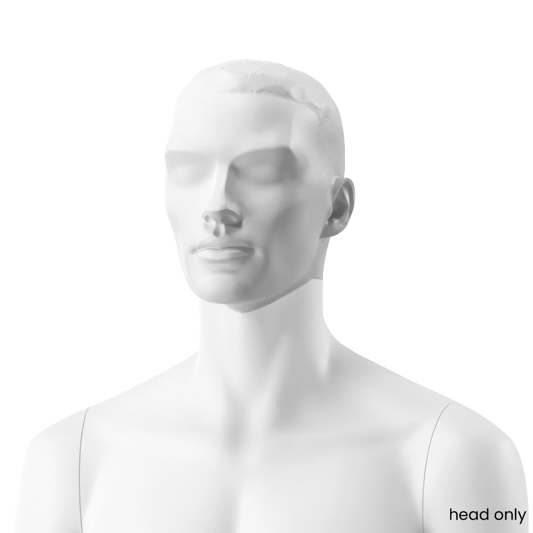 Cabeza de maniquí realista hombre moderno