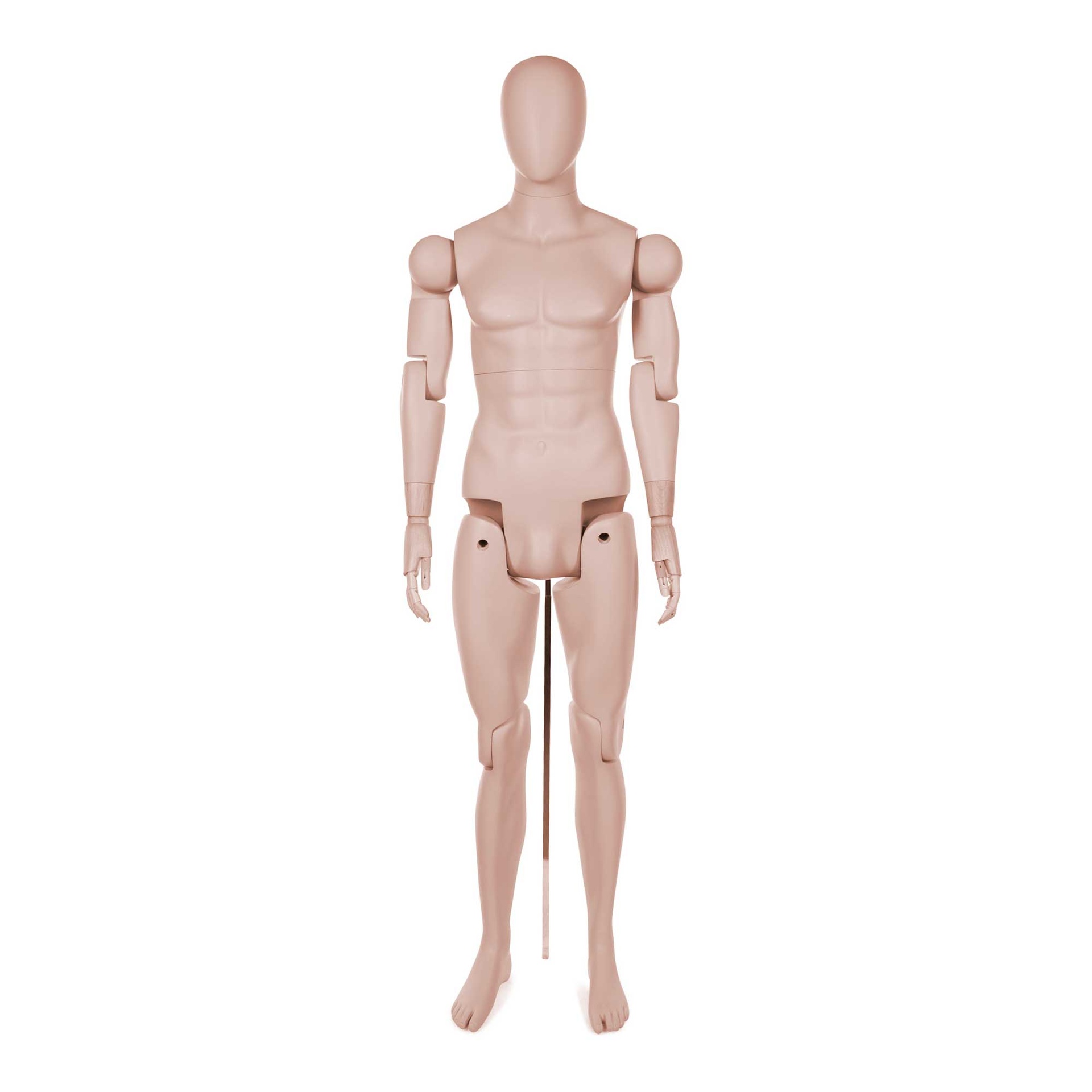 BINK - Beweegbare herenmannequin in huidskleur voor museumkledij, abstract hoofd, verstelbaar, pose YM55