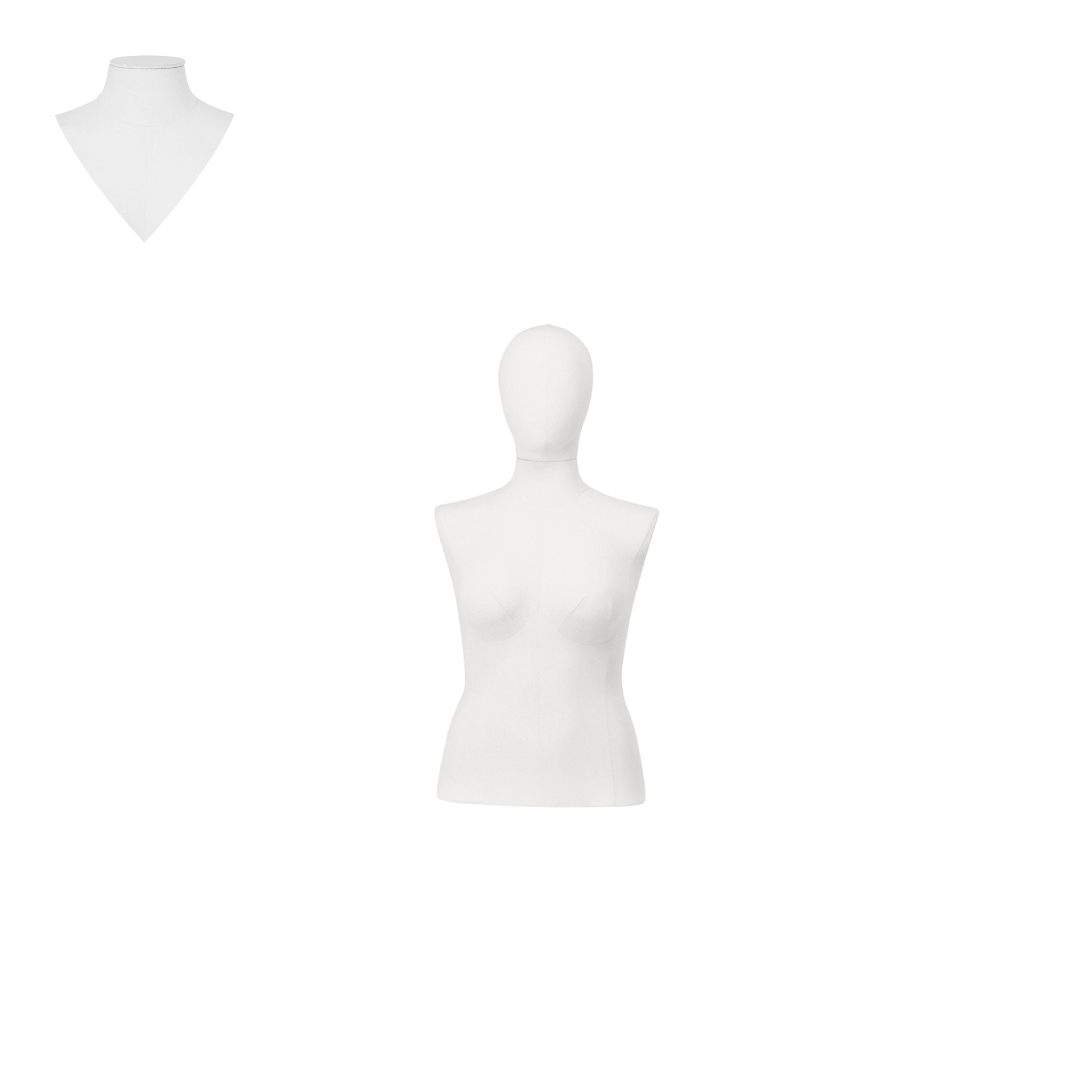 BINK - Busto de costura mujeres hasta las caderas, talla 44, cubierto con tela blanca, cabeza desmontable. 