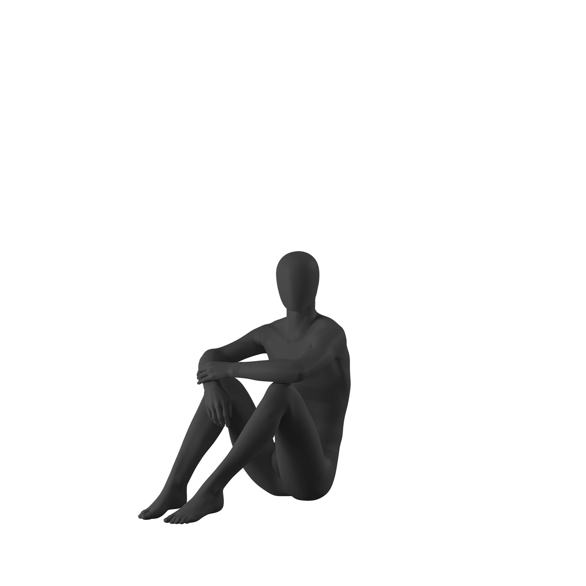 Black male window mannequin, abstract head, pose 34