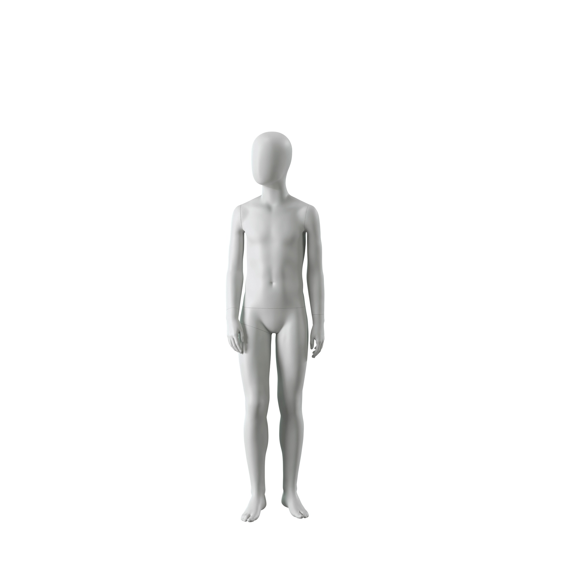 BINK - Abstract grey child mannequin, with abstract head, 12 years, glass base, pose C210
