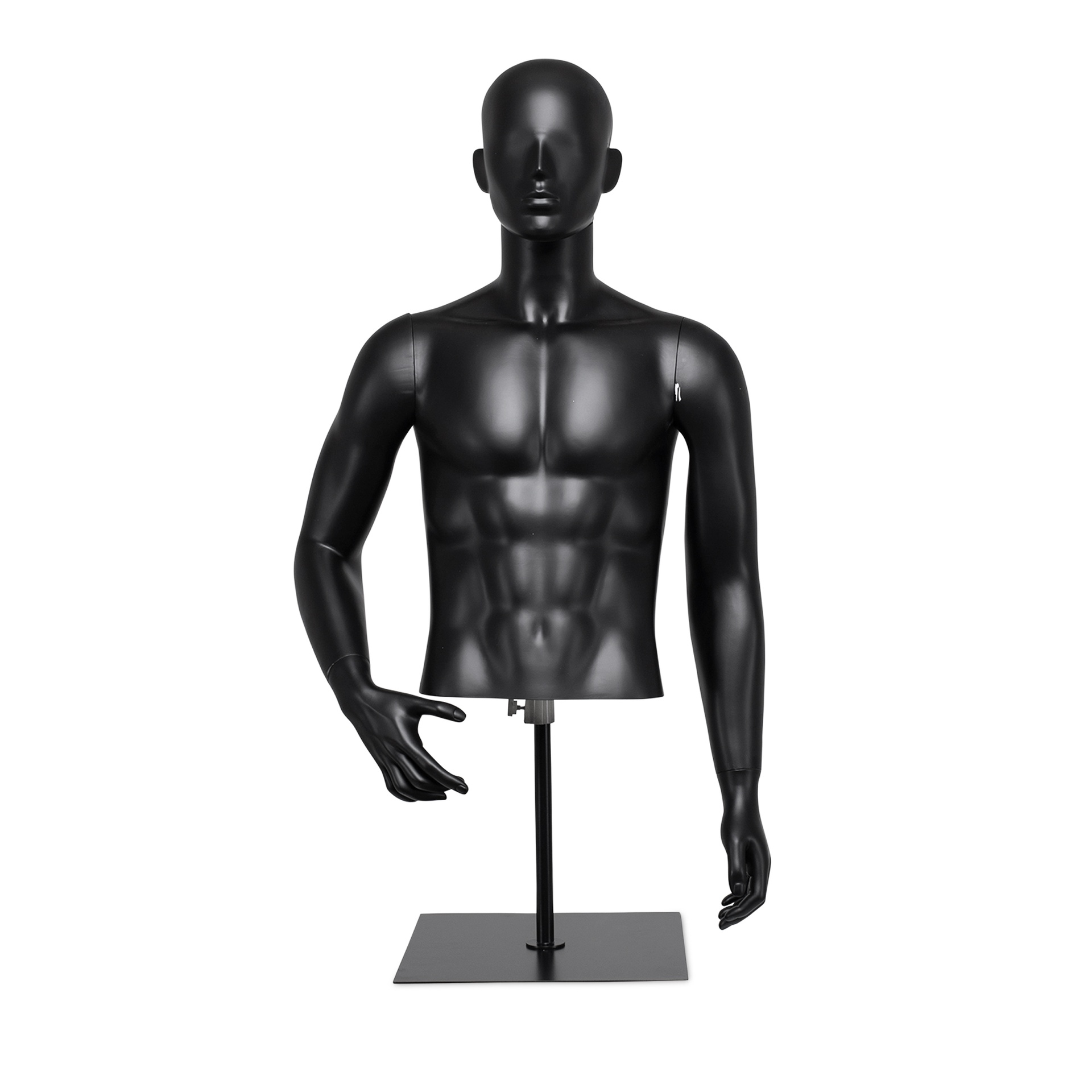BINK - Busto masculino con cabeza abstracta y brazos, soporte para busto incluido, color negro