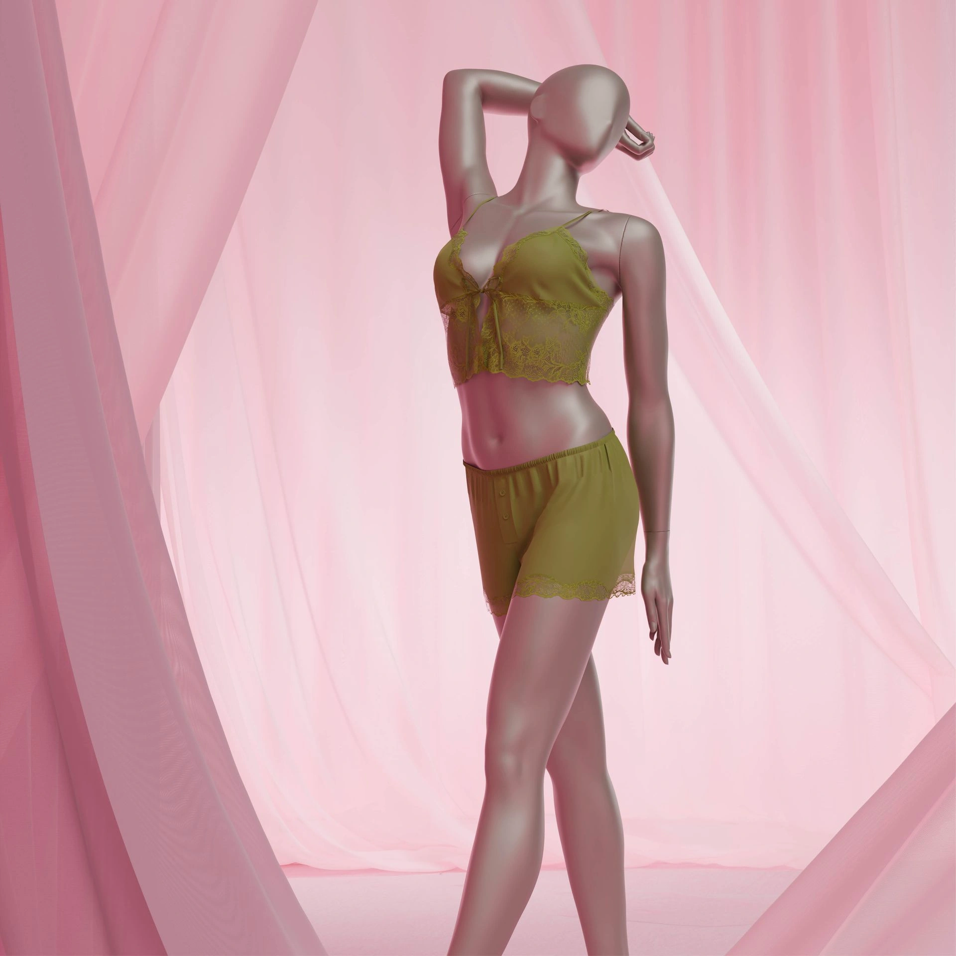 BINK - Underwear mannequin, female, B-cup, bronze metallic skin color mat, standing pose 01B