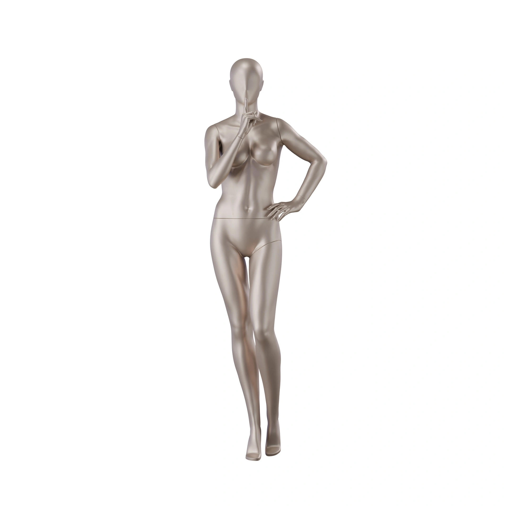 Mannequin Dessous Dame, B-Cup, metallische Hautfarbe, stehende Pose 05B

