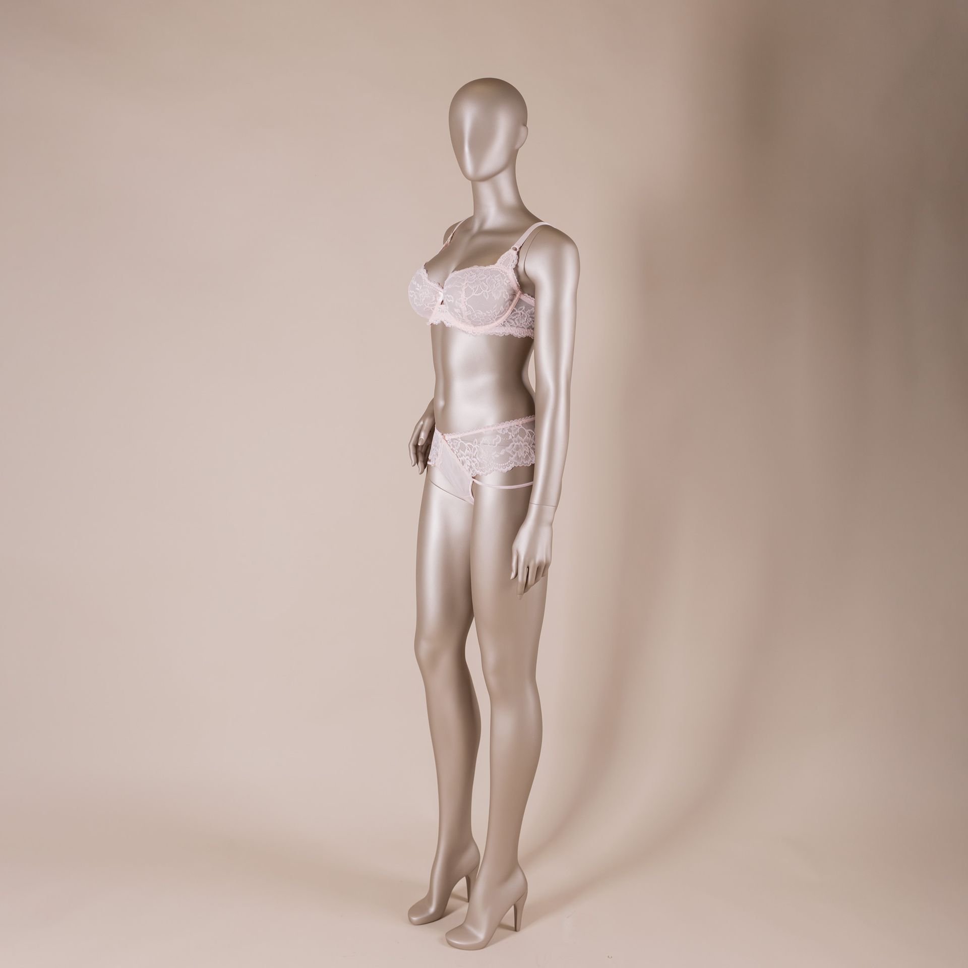 BINK - Underwear mannequin, female, D-cup, bronze metallic skin color mat, standing pose 02D