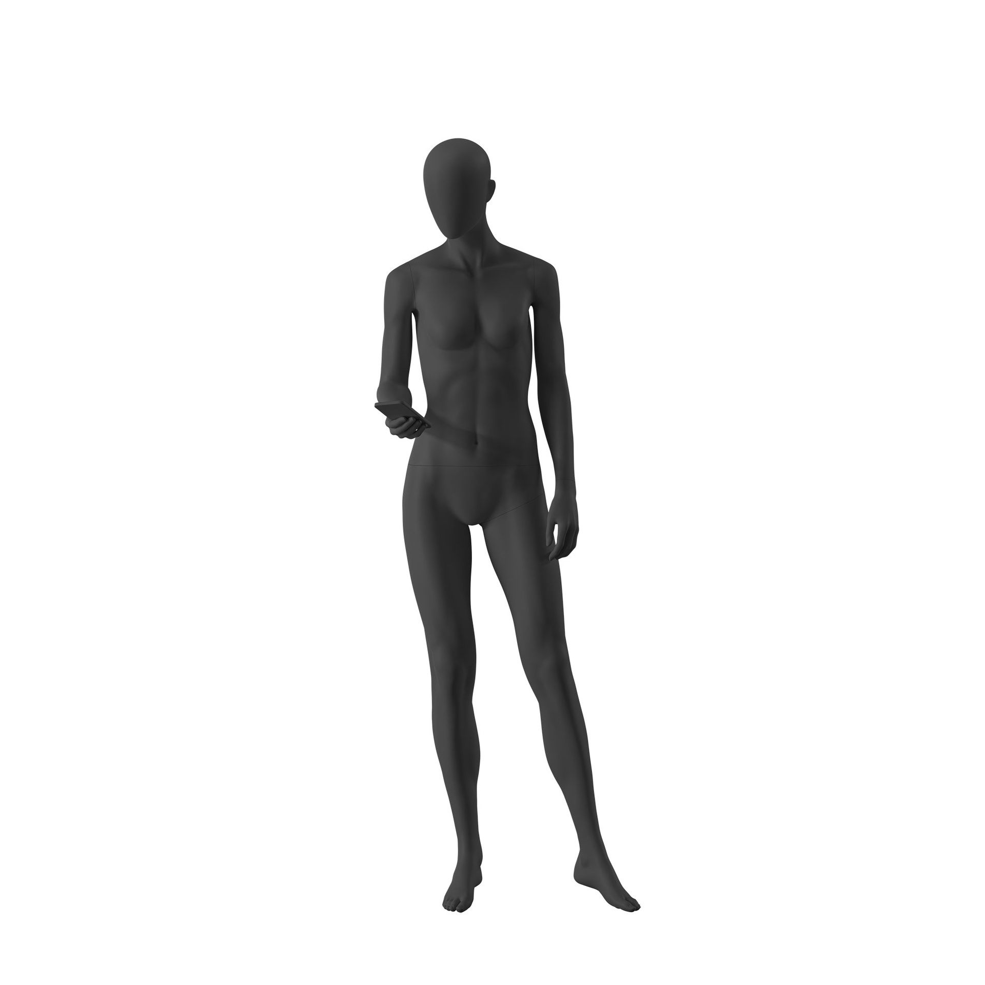 BINK - Zwarte damesetalagepop, urban stijl, abstract hoofd, staande pose 012