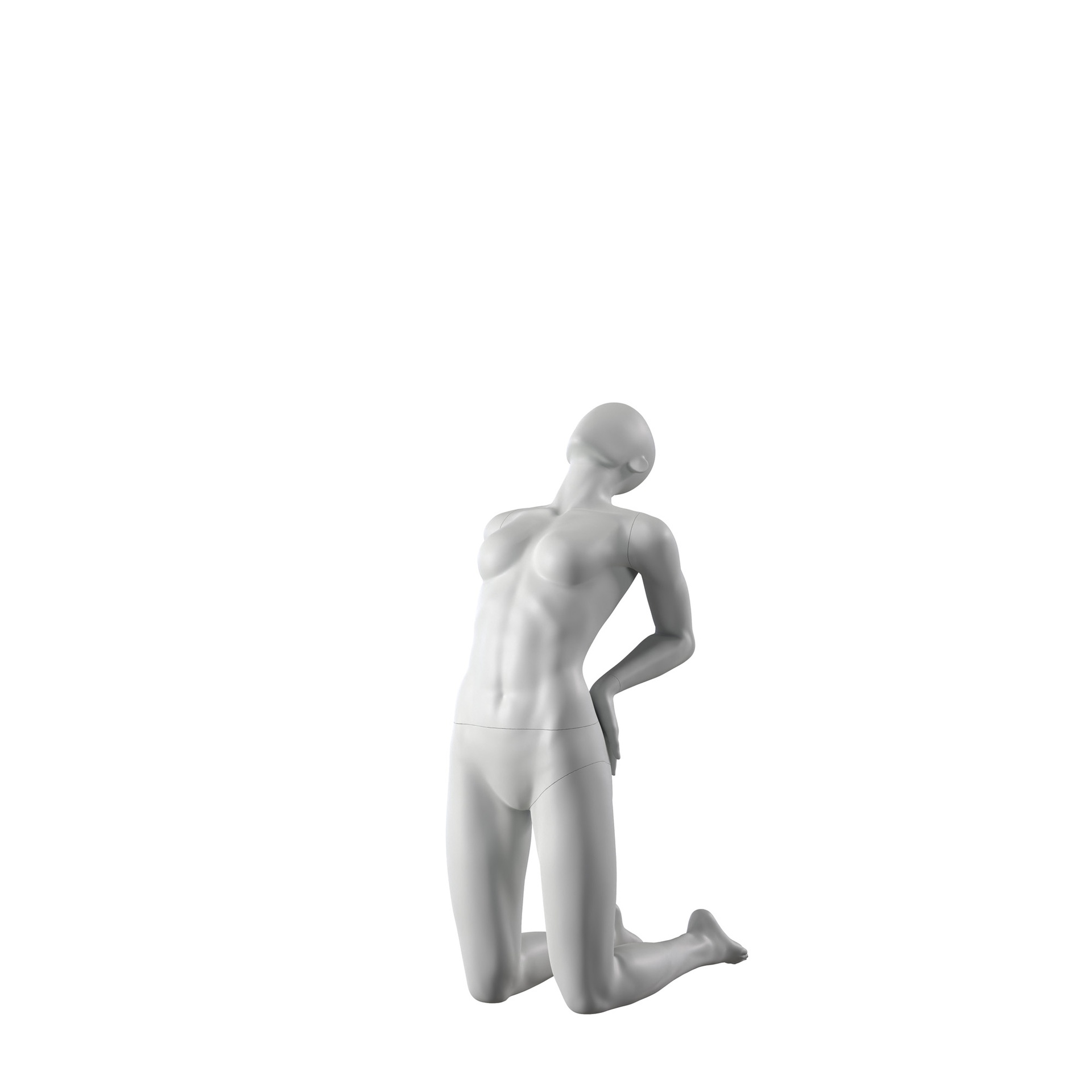 BINK - Stretching sports female mannequin, grey, abstract head, pose 09