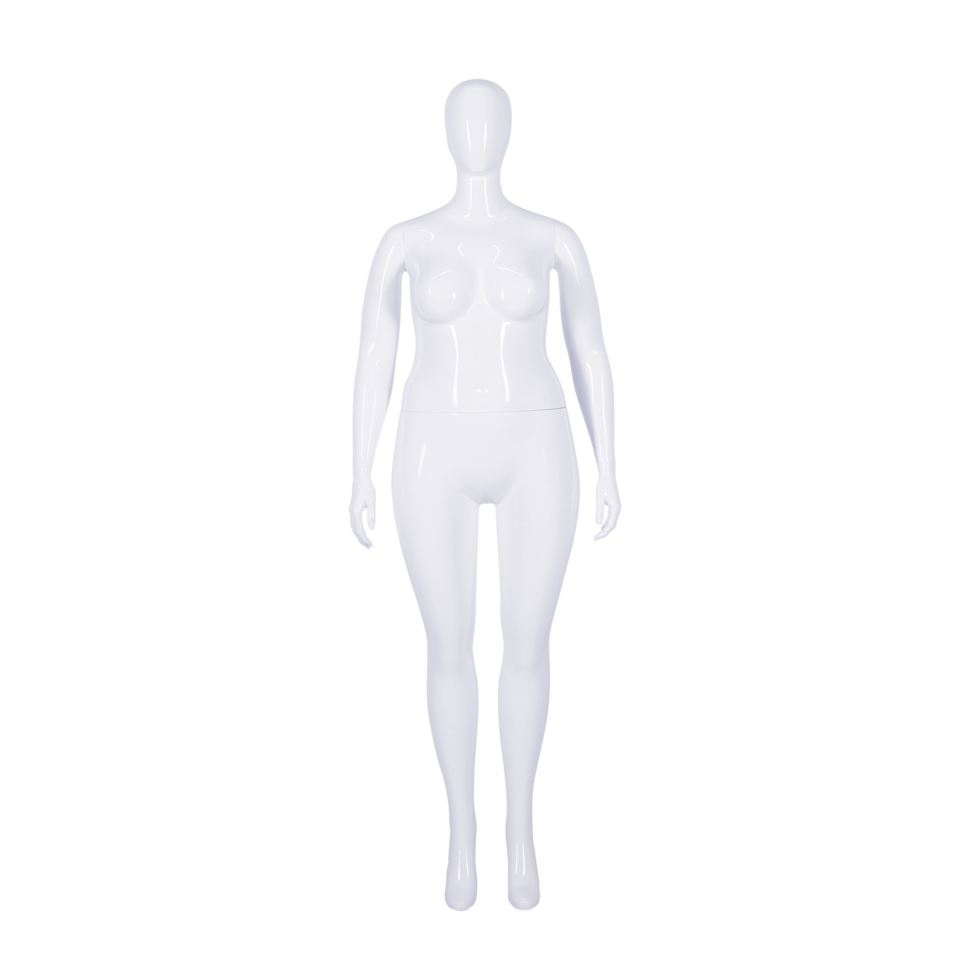 BINK - Unbreakable plus-size women's mannequin, abstract head, 42EU / FR46, recyclable mannequin made of ABS plastic, glossy white, pose 50