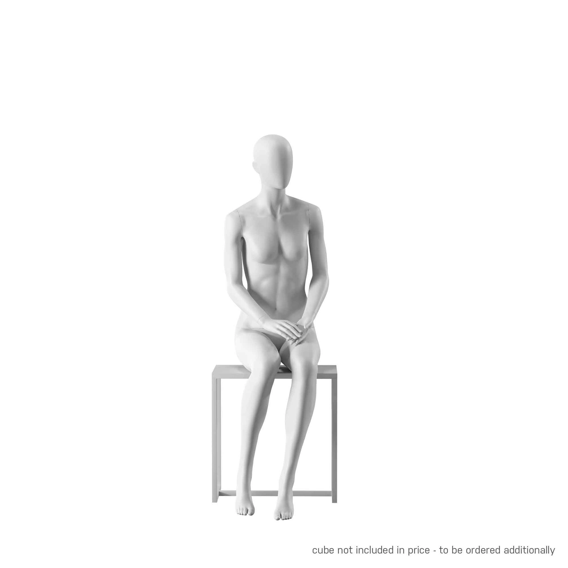 White abstract female mannequin, with abstract head, pose FM004