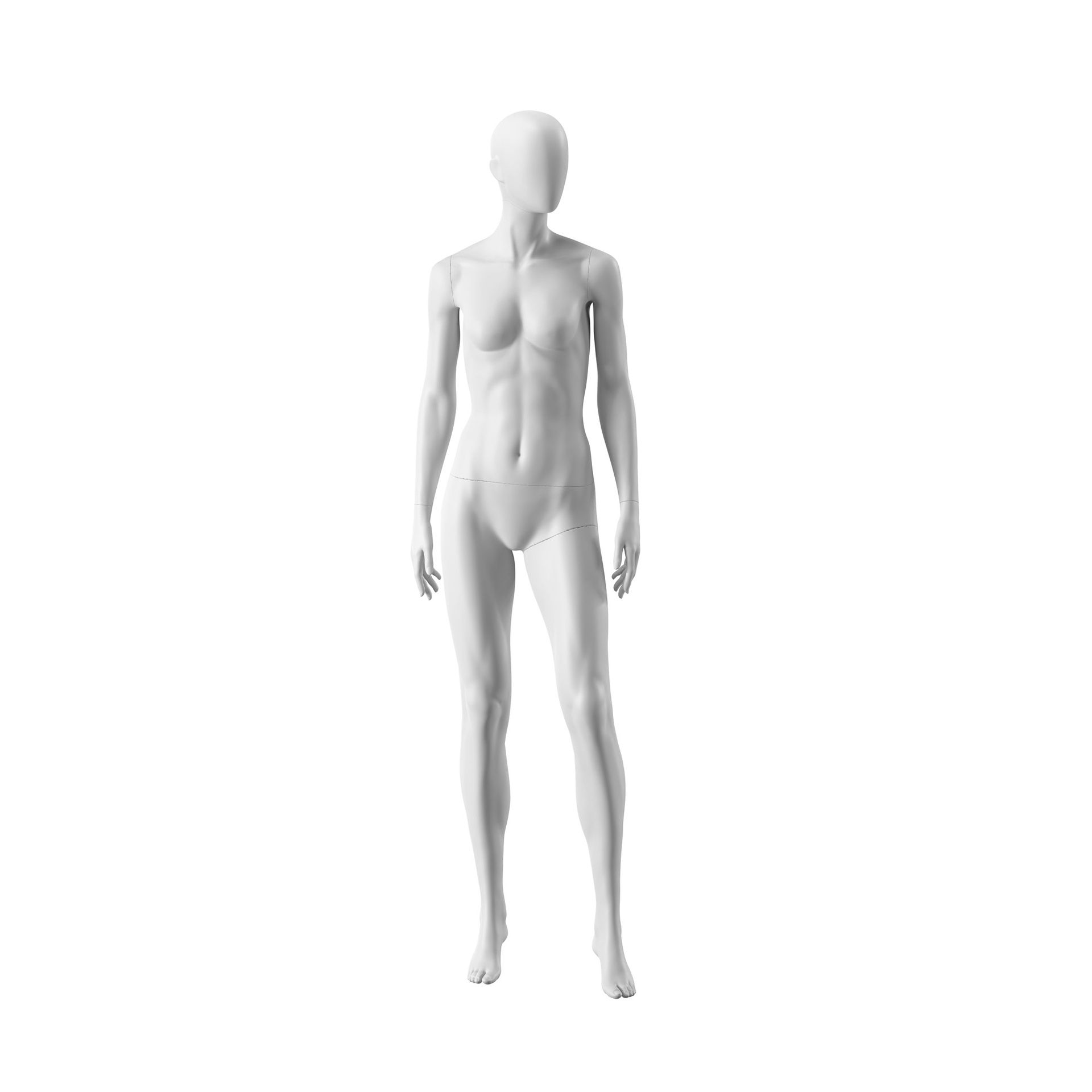 BINK - White abstract female mannequin, with abstract head, white powdercoated base, pose FM005