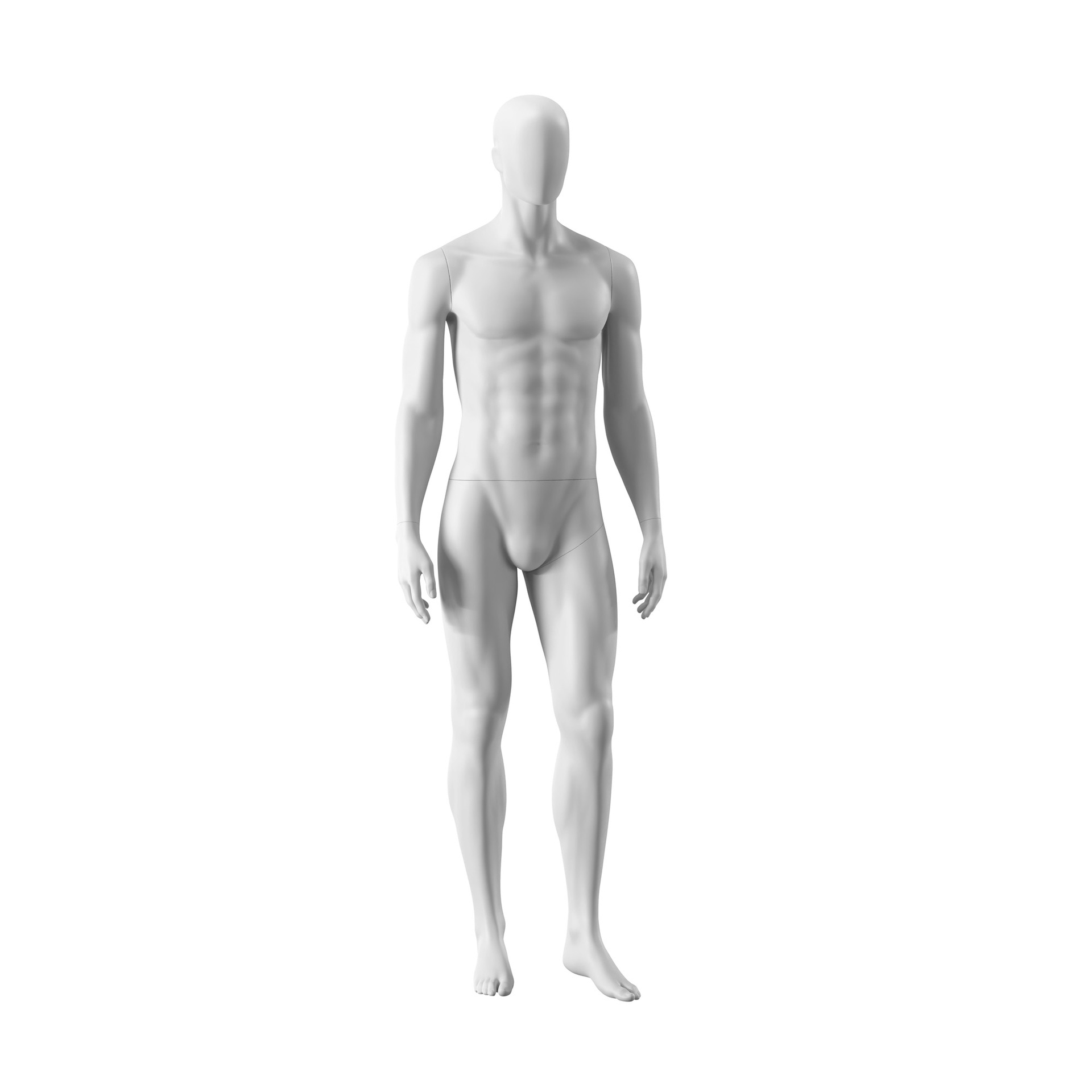 BINK - White abstract male mannequin, with abstract head, white powdercoated base, pose MM105