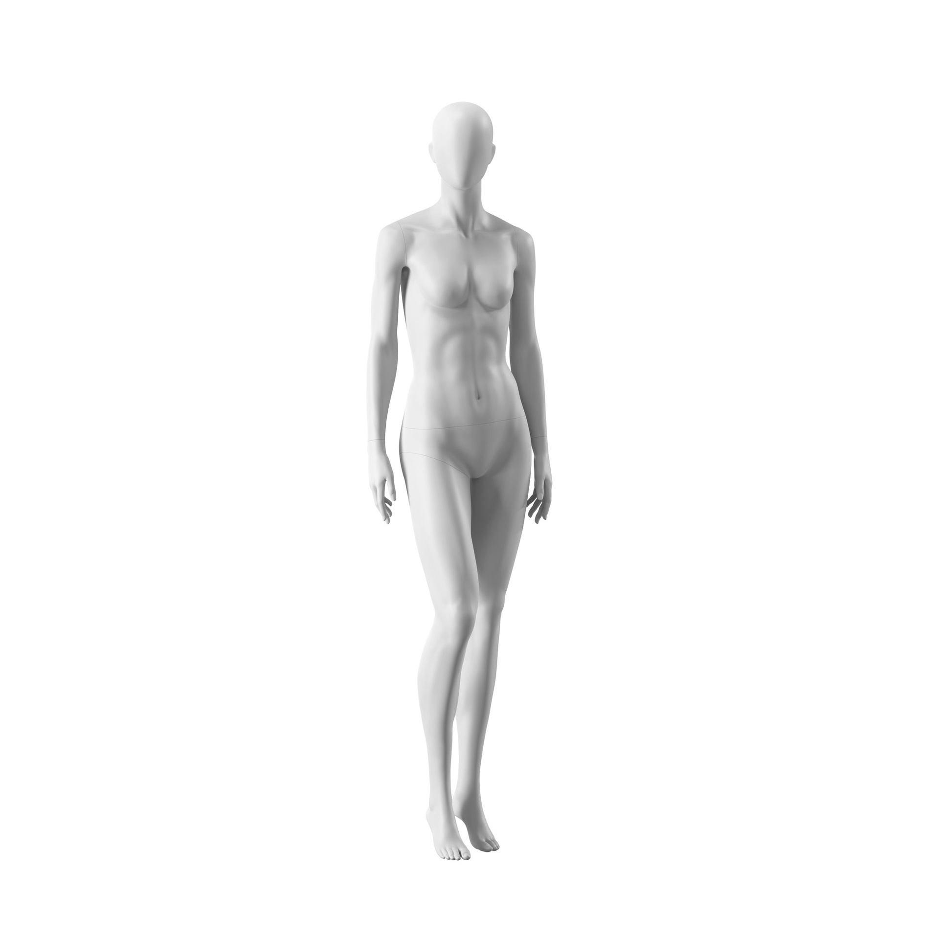 BINK - White abstract female mannequin, with abstract head, white powdercoated base, pose FM006