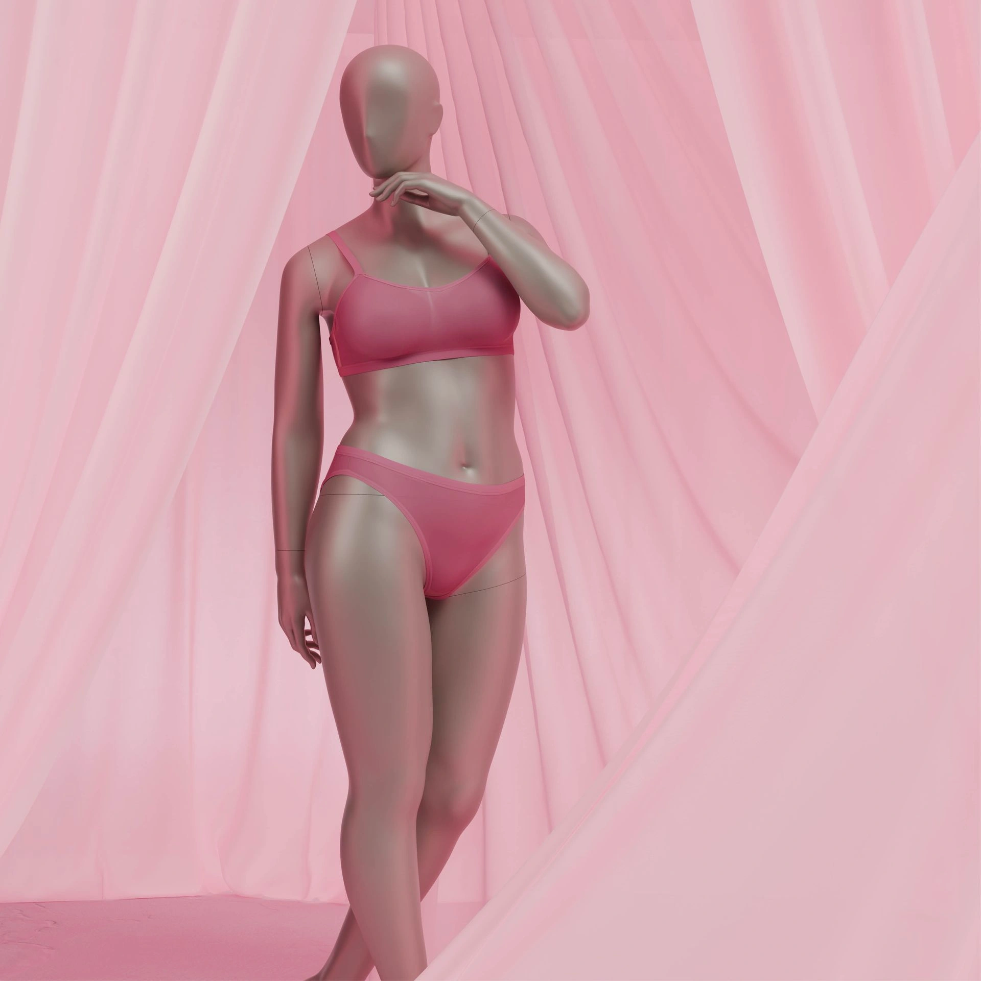 BINK - Underwear mannequin, female, plus size model, C-cup, bronze metallic skin color mat, standing pose 21C