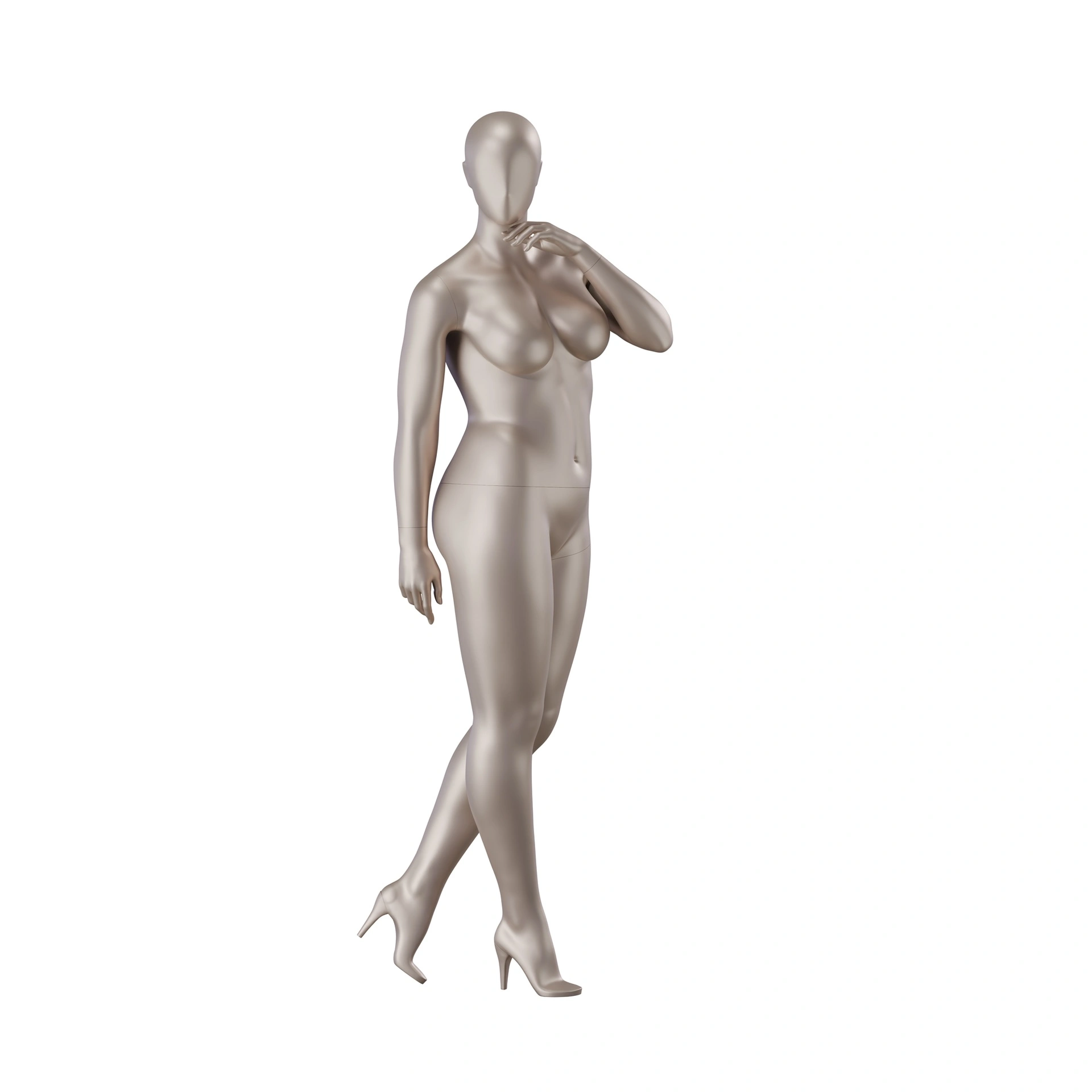 BINK - Underwear mannequin, female, plus size model, C-cup, bronze metallic skin color mat, standing pose 21C