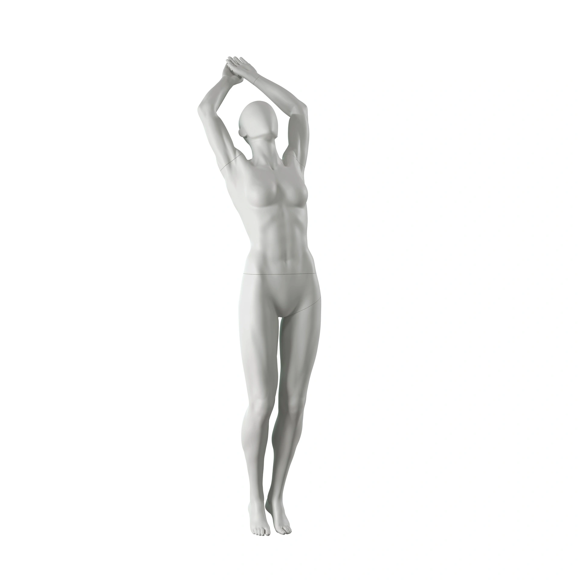 Mannequin sportif de plongée, femme, gris, tête abstraite, pose debout 24