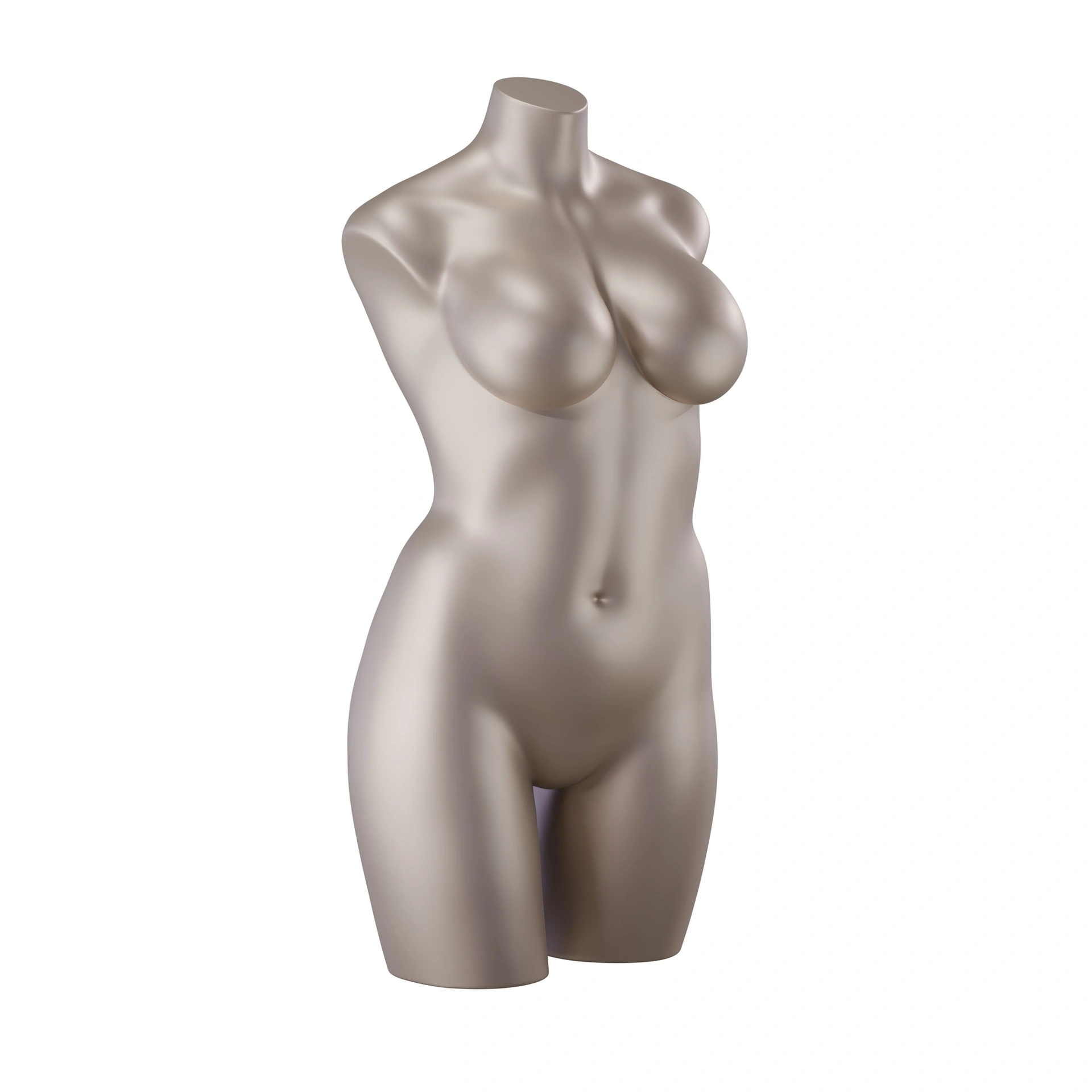 BINK - Plus size lingerie torso, female, D-cup, bronze metallic skin color, pose 006