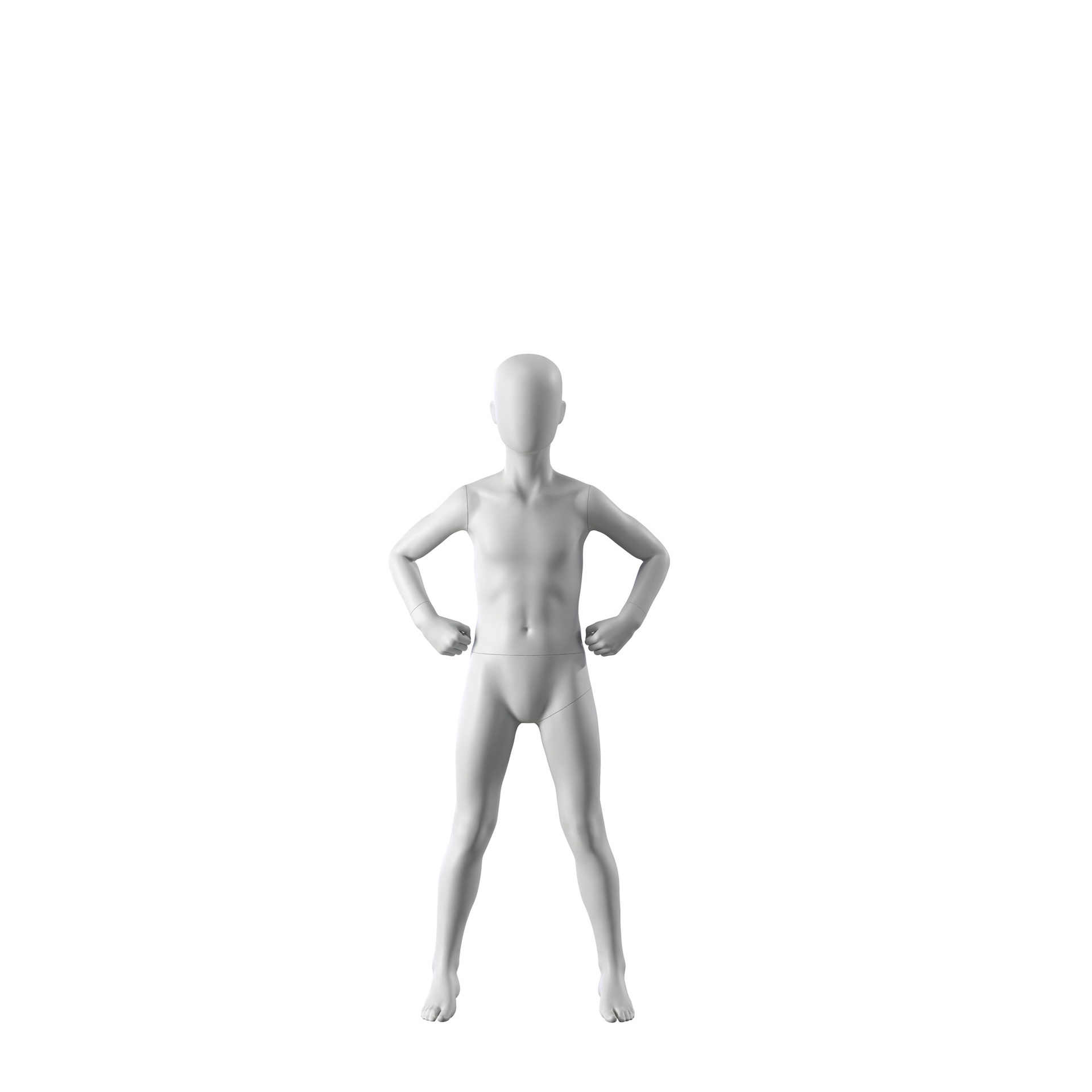 Sport mannequin kind, grijs, 8 jaar, abstract hoofd, staande pose 603