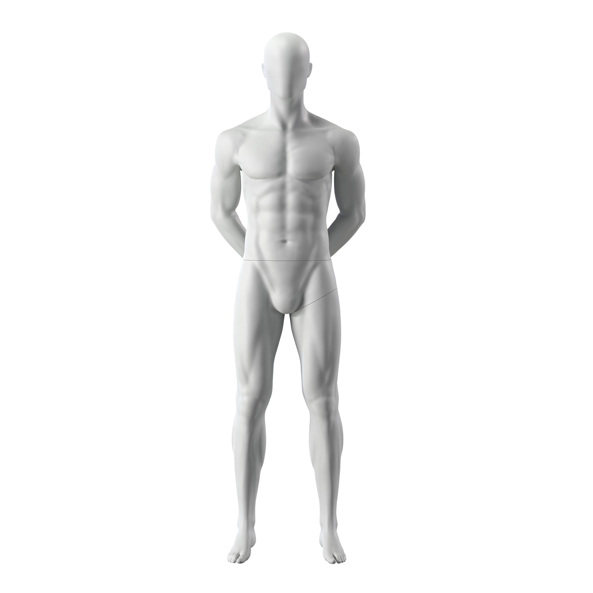 BINK - Mannequin sportif, homme, gris, tête abstraite, pose debout 310