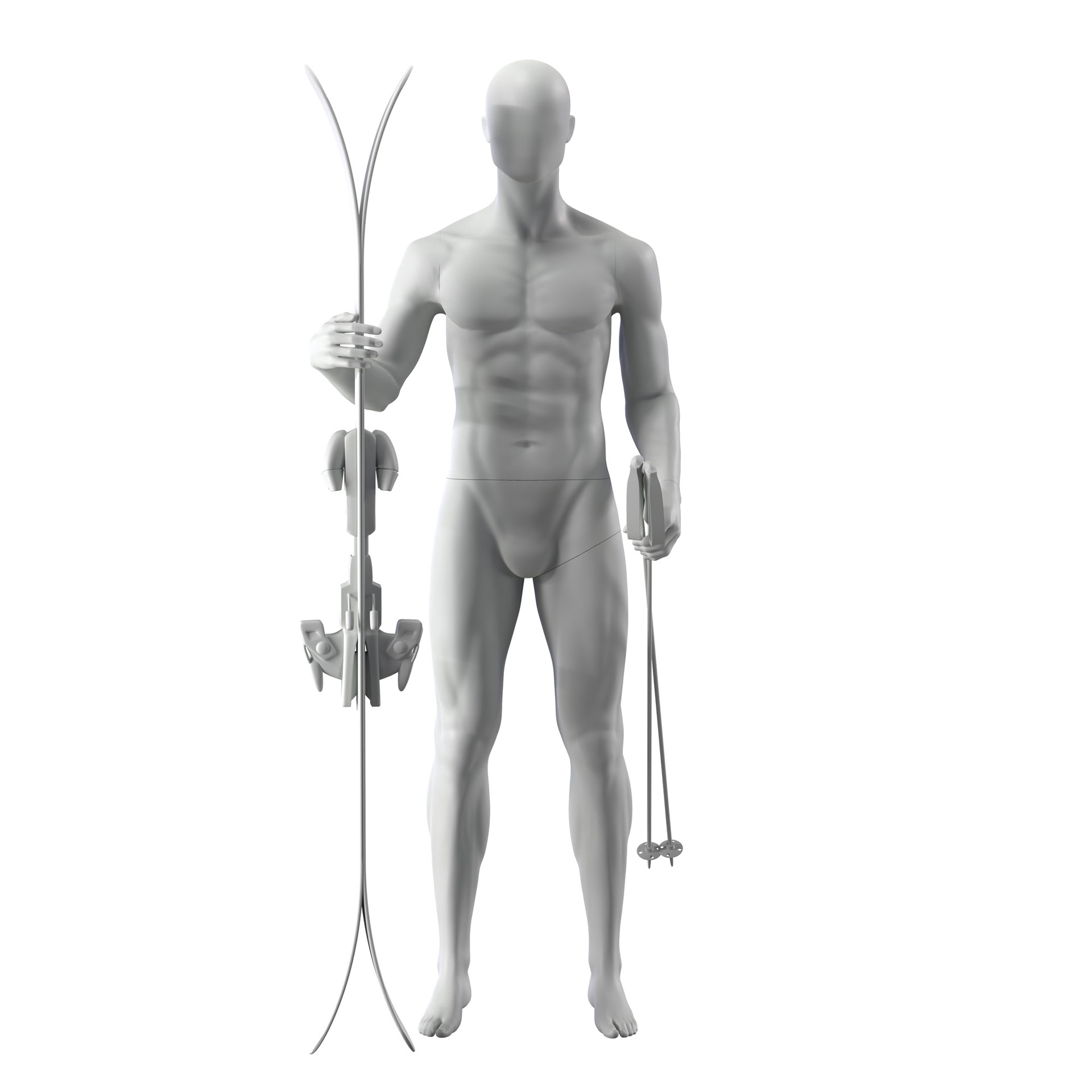 BINK - Ski sport mannequin, male, grey, abstract head, standing pose 312