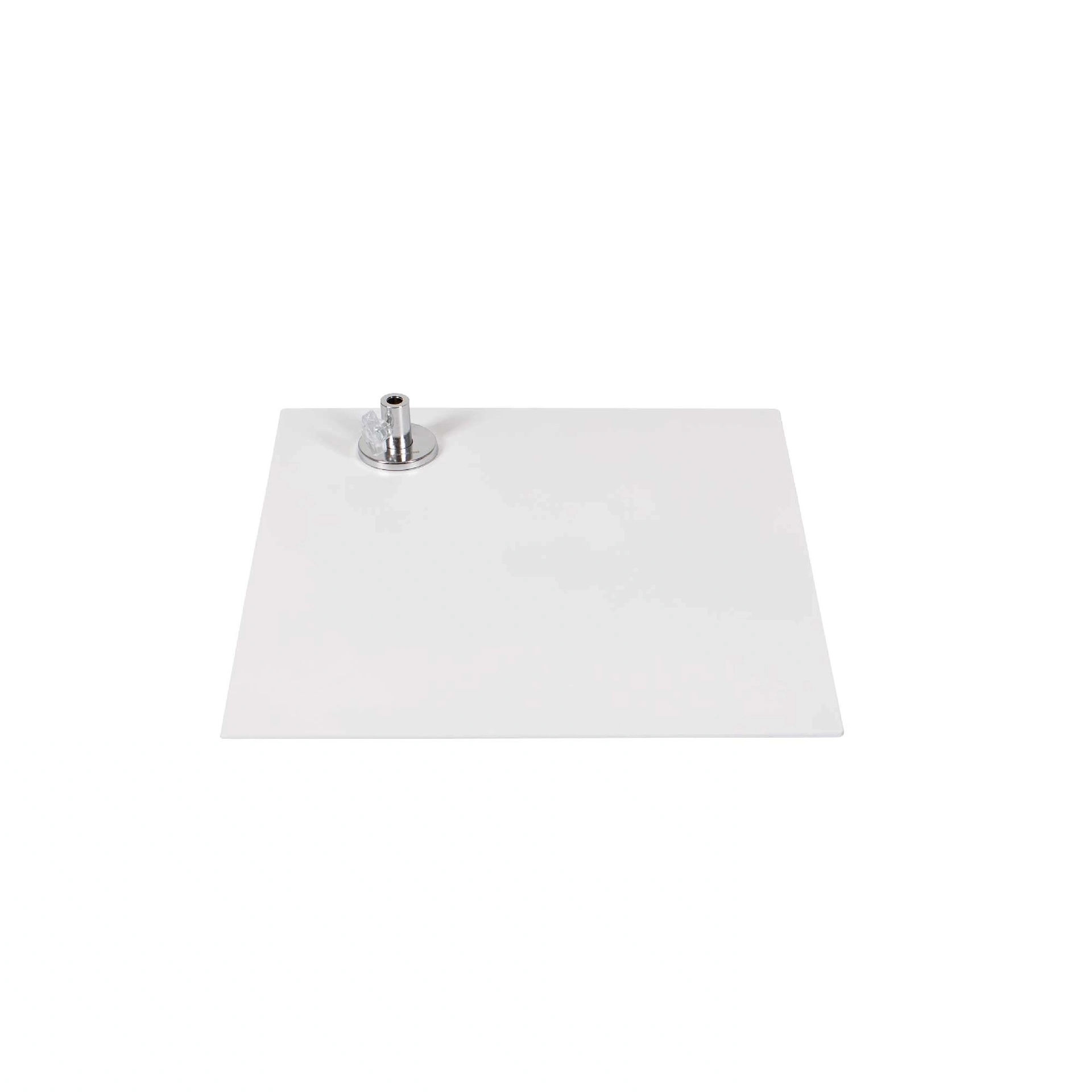 Base, cuadrado, 30x30 cm, blanco, acero, conector de pantorrilla incluido, 8x5,5 cm