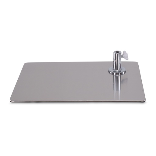 Rectangular base for child window mannequin, brushed stainless steel