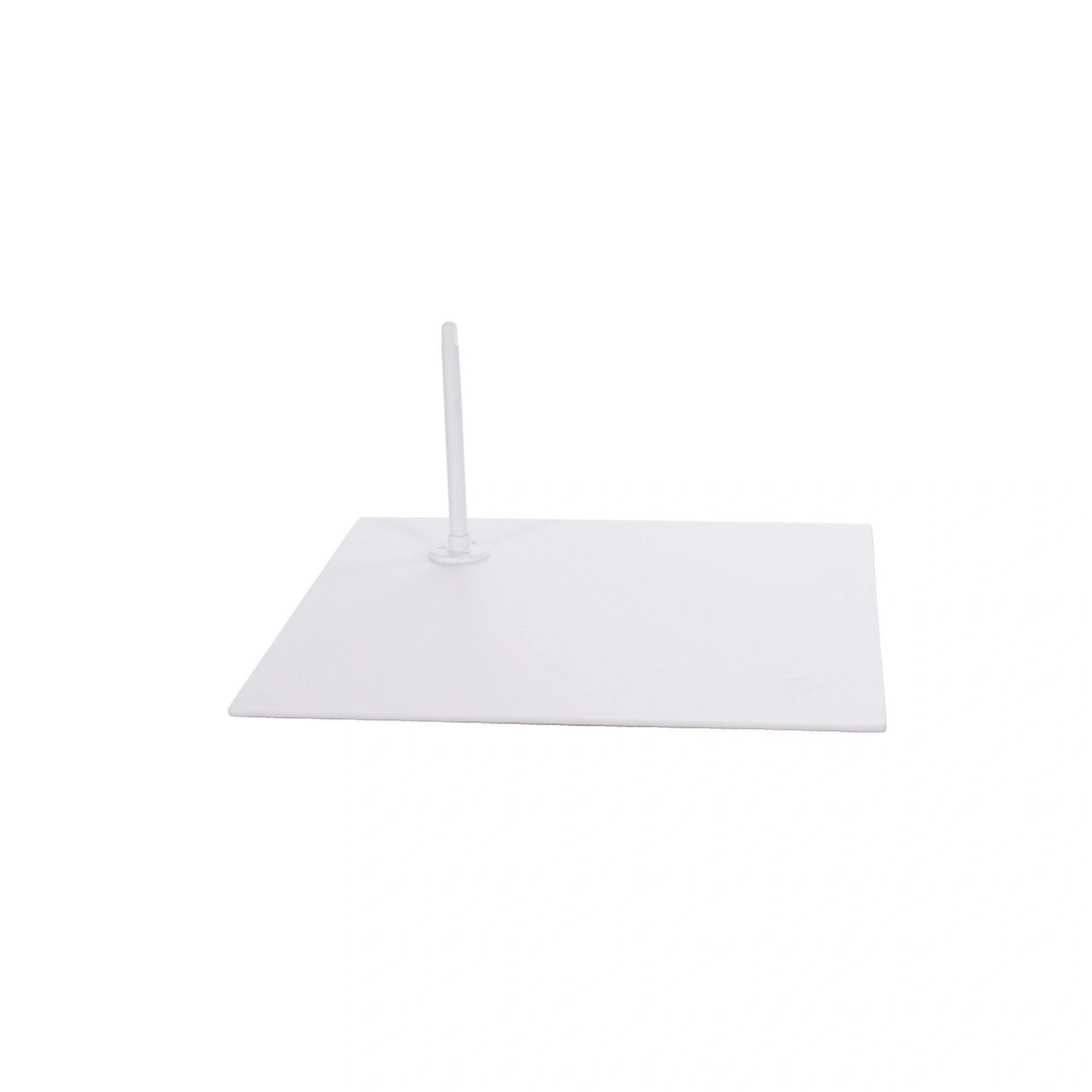 Base cuadrada para maniquí de adulto de acero con revestimiento en polvo blanco cálido, con perno para el pie incluido