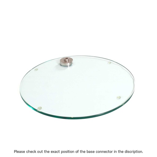 Round tempered glass base dia 40 cm, M12 connector in brushed nickel (4 cm)