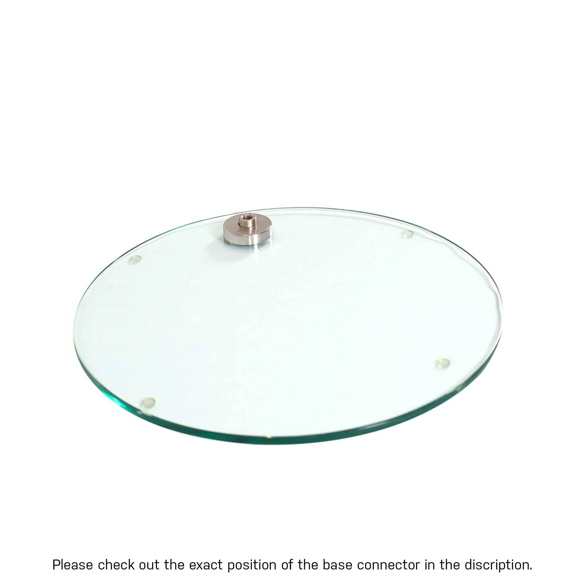 BINK - Base ronde en verre trempé dia 40 cm, connecteur M12 en nickel brossé (8 cm)