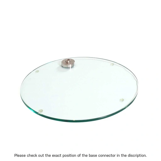 Round tempered glass base dia 40 cm, M12 connector in brushed nickel (8 cm)