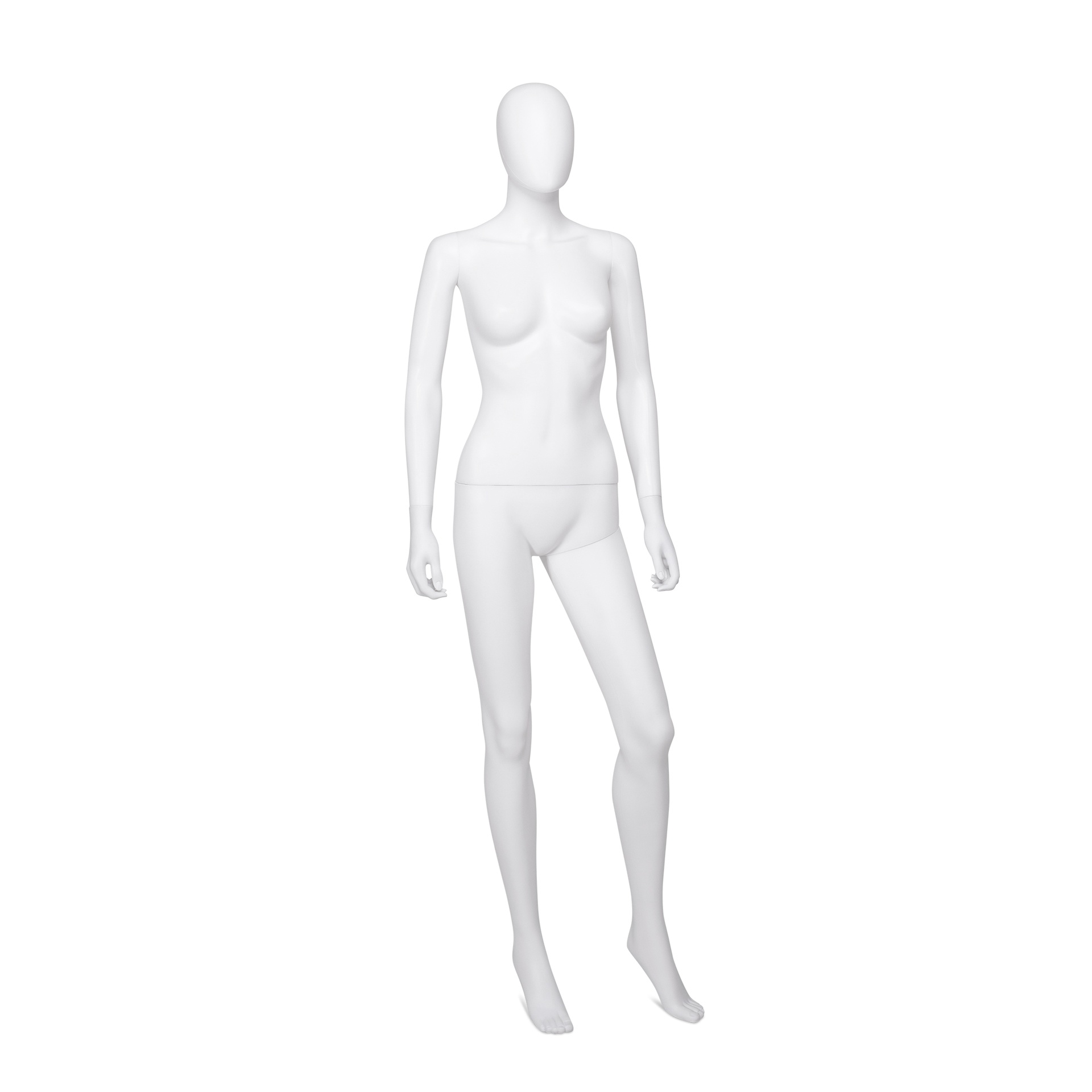 Cheap mannequin, female, detachable head, white mat colour, standing pose 01BN