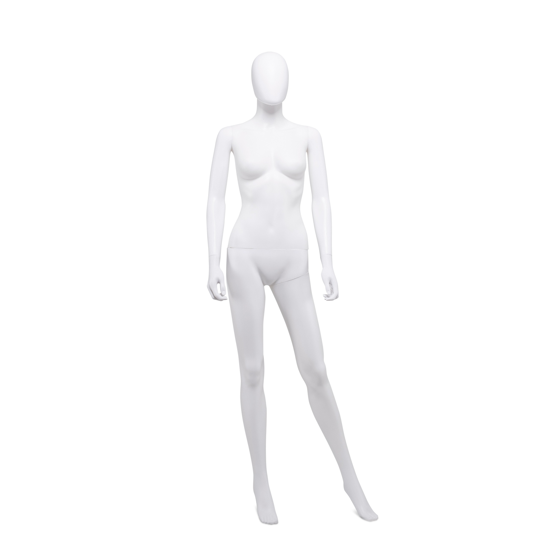Cheap mannequin, female, detachable head, white mat colour, standing pose 05BN