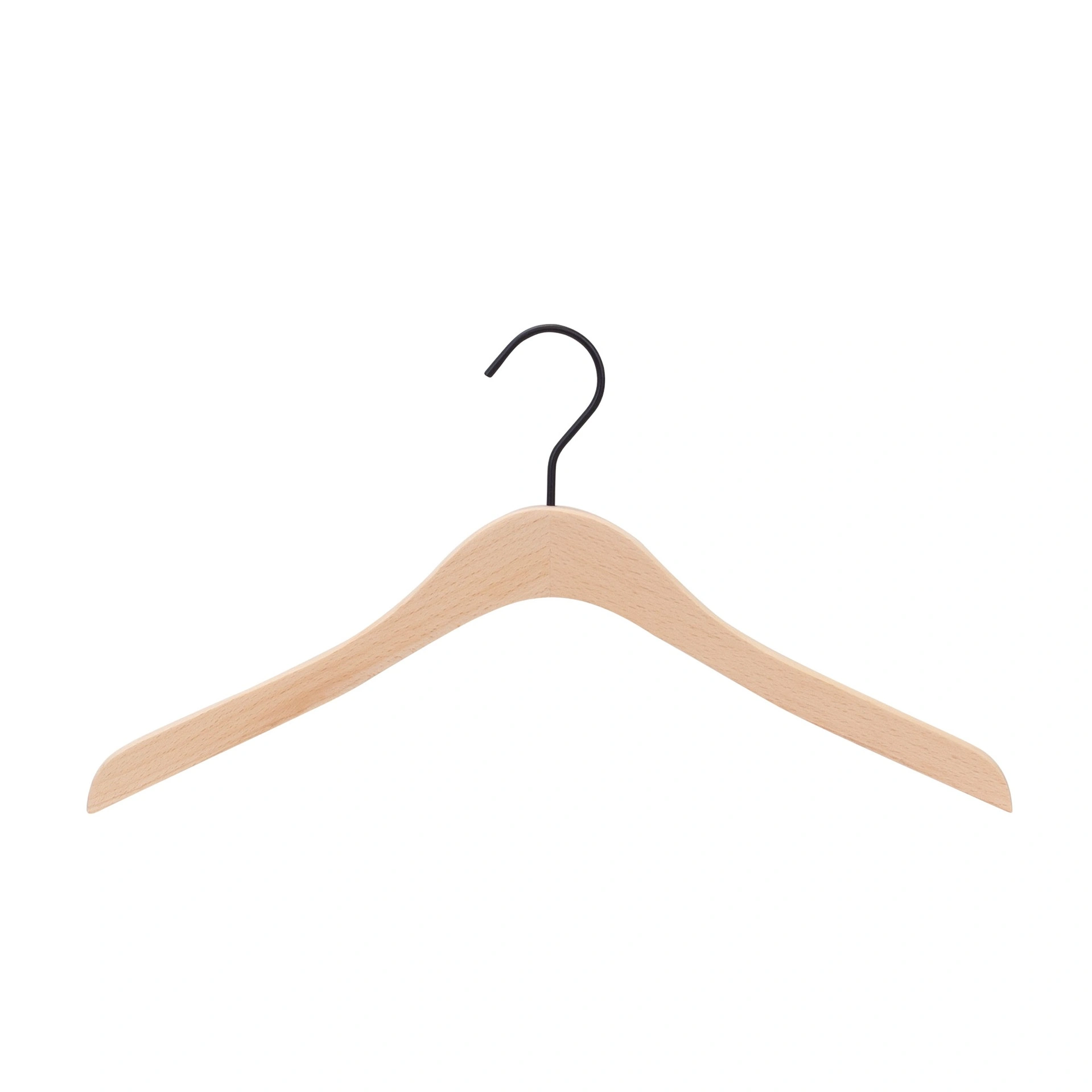 BINK - Beechwood clothes hanger for men's and women's clothing, 41 cm wide, black hook - box of 50 pieces