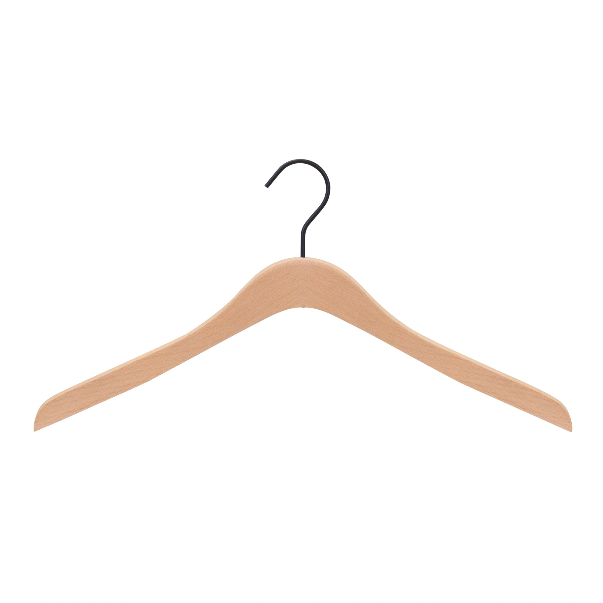 Beechwood clothes hanger for men's and women's clothing, 44 cm wide, black hook - box of 50 pieces