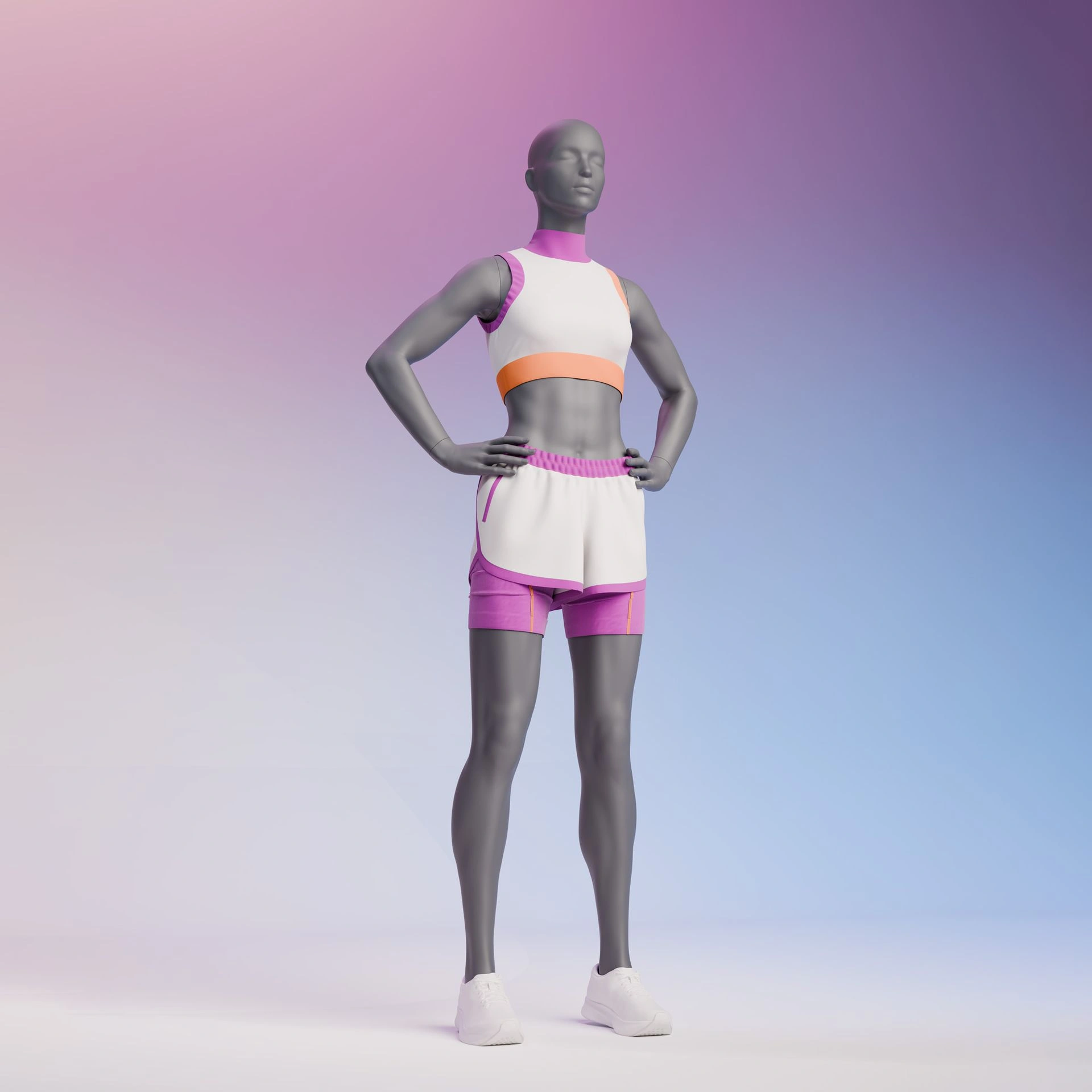 BINK - Sport mannequin, female, graphite grey, stylised head, standing pose 13