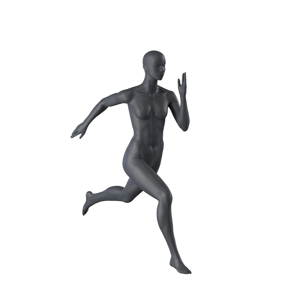 Sprinting sport mannequin, female, graphite grey, stylised head ...