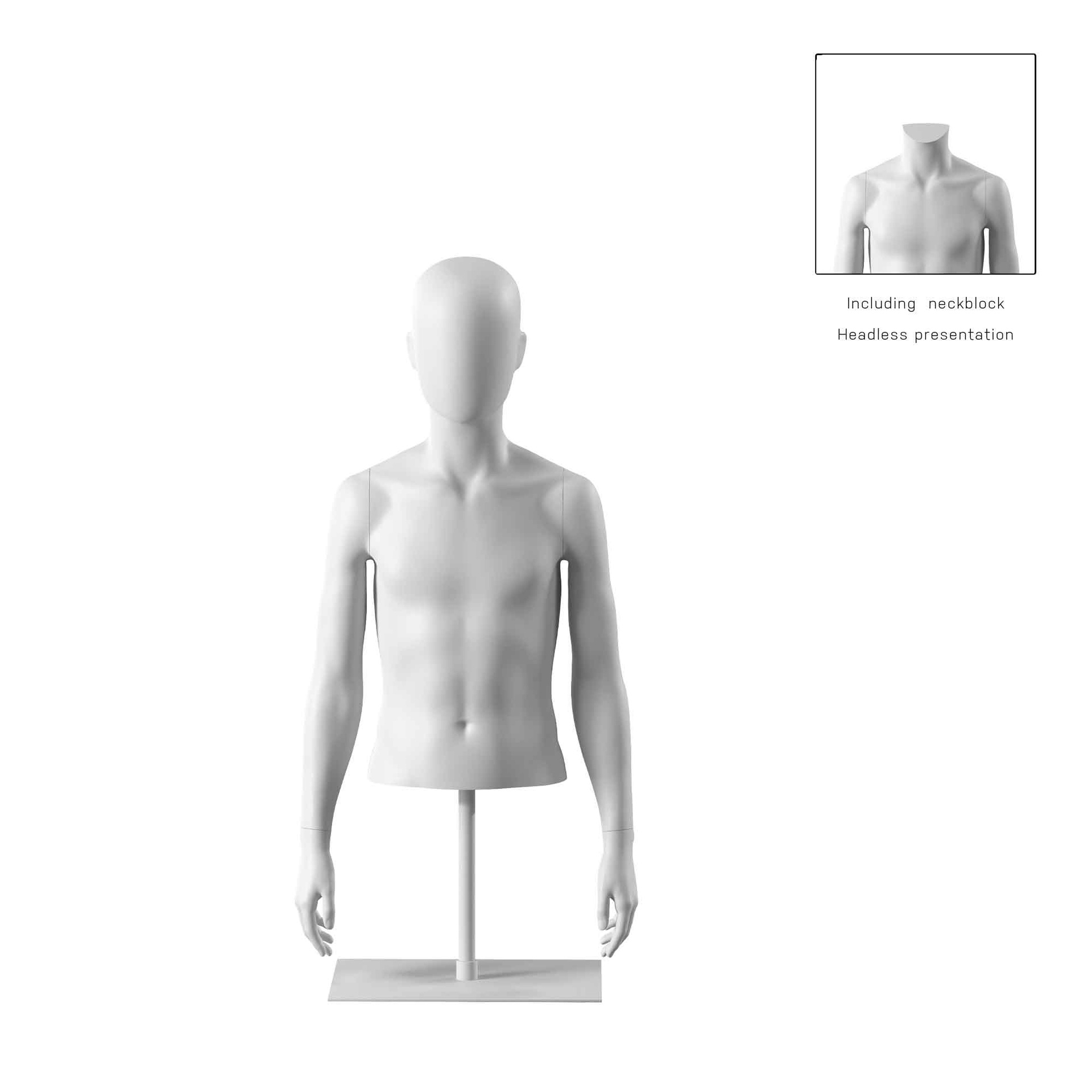 BINK - Torso infantil corto, 12años, blanco, base, BioFRP