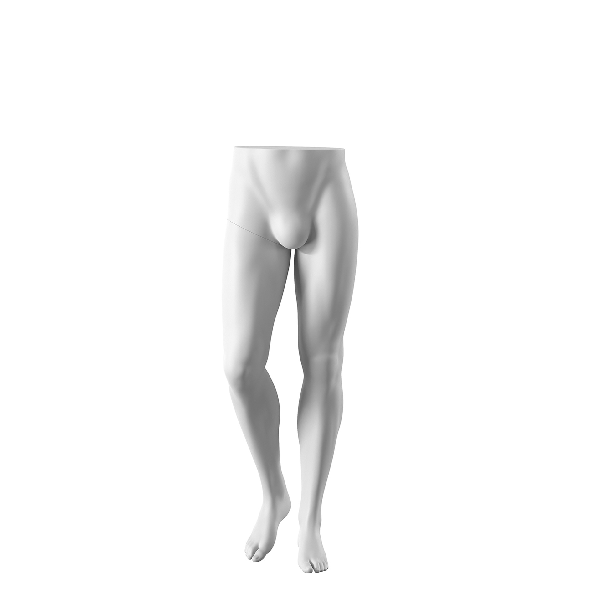 Présentoir à pantalons homme blanc, socle carré en nickel brossé