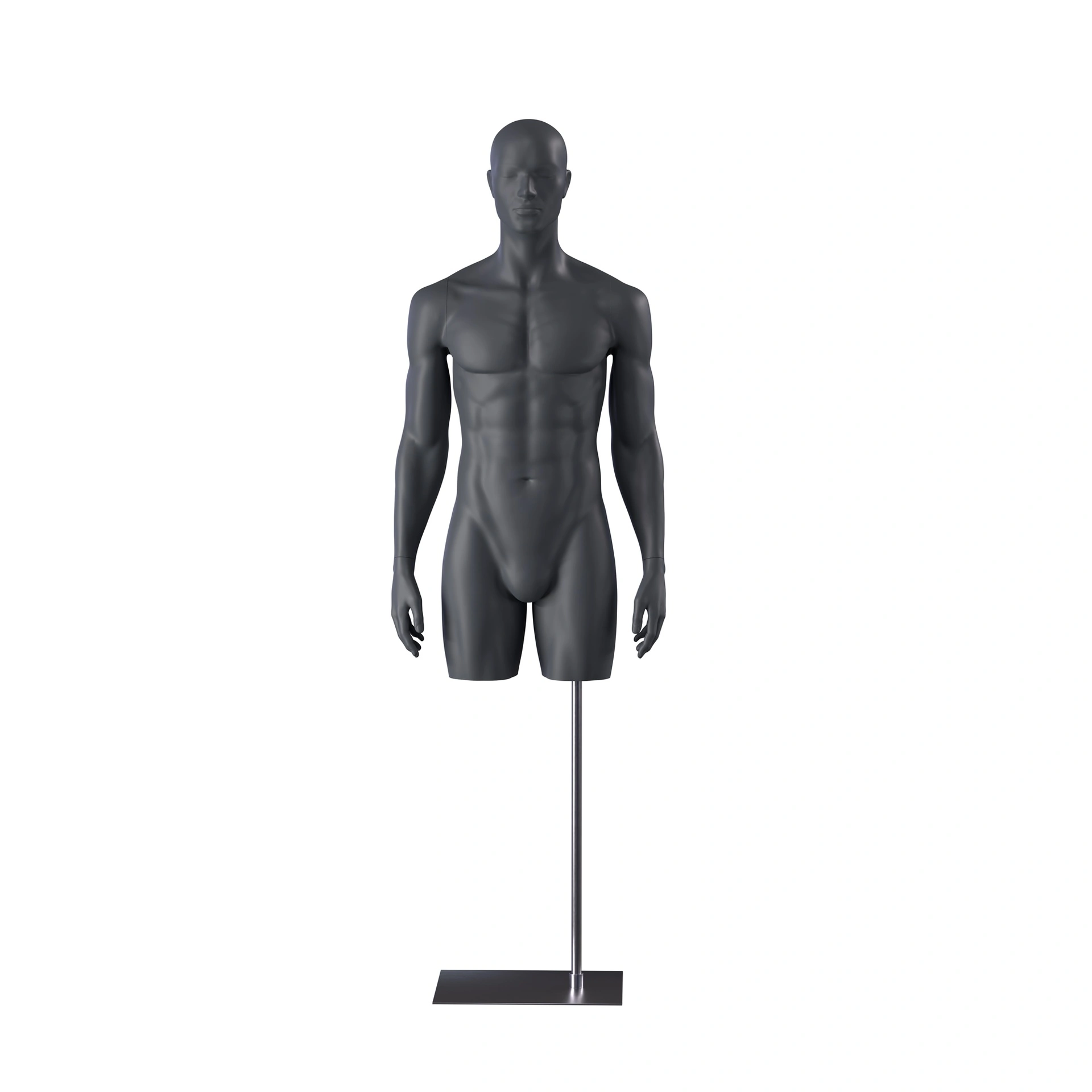 Sport torso with legs, male, graphite grey, metal base, stylisedt head, pose 501