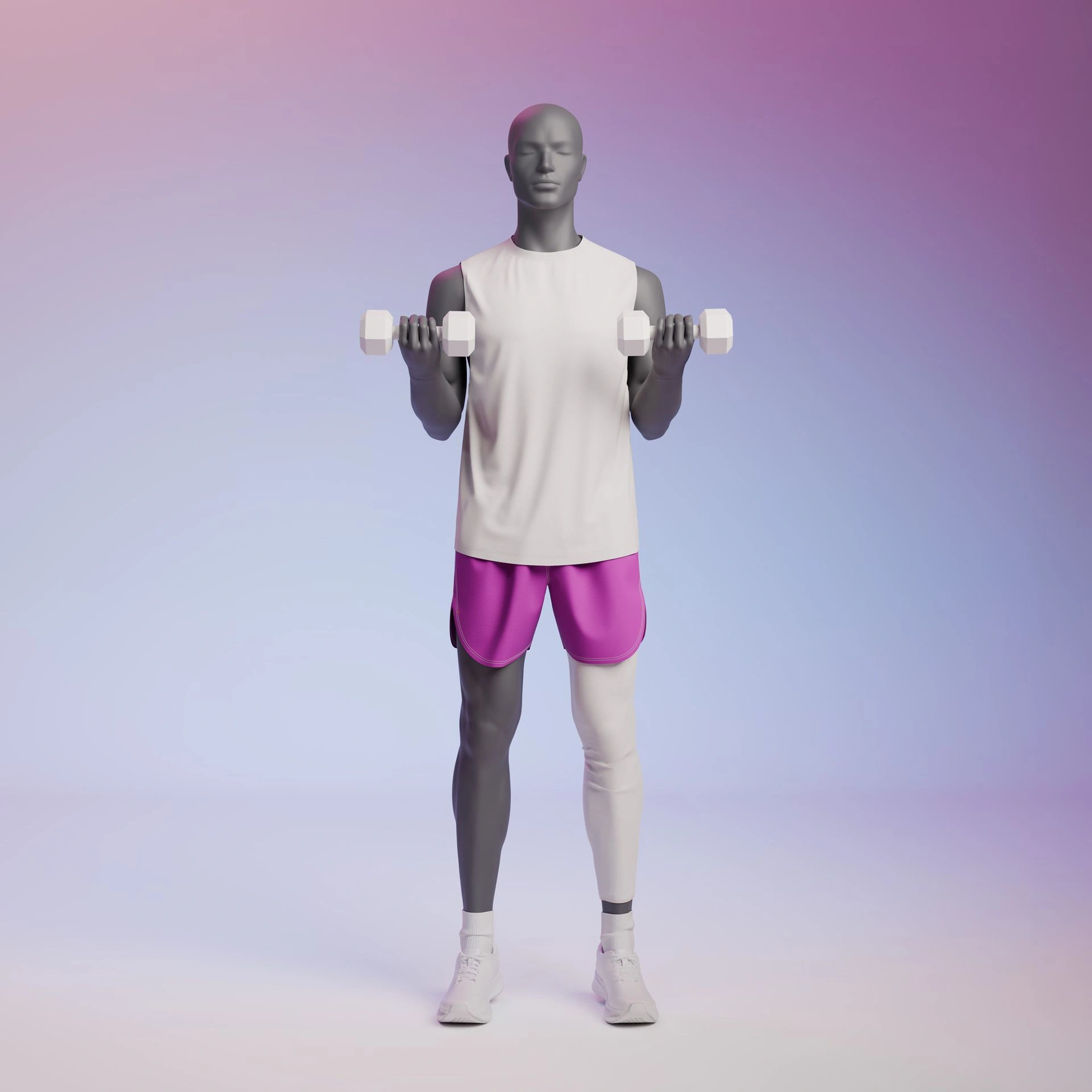 BINK - Maniquí de deporte gimnasio, hombre, gris grafito, cabeza estilizada, postura de pie 319 