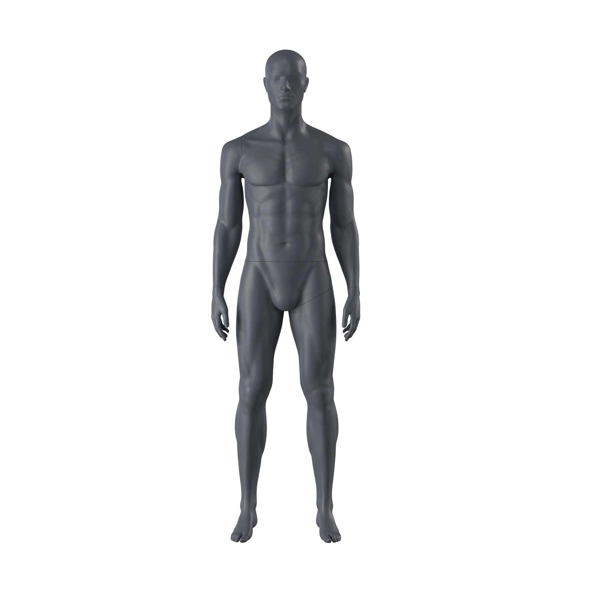 Mannequin sportif, homme, gris graphite, tête abstraite, pose debout 301 