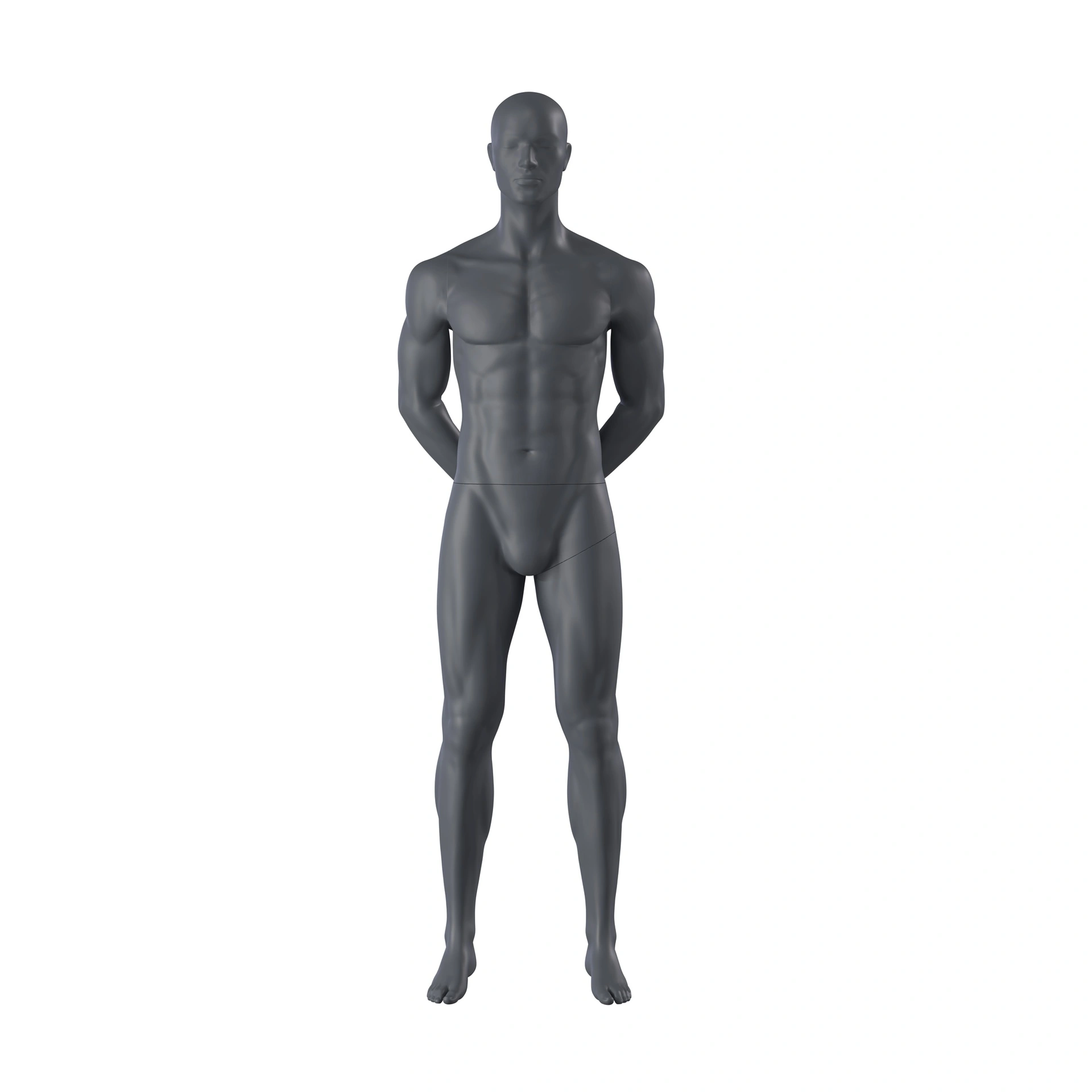 Sport heren mannequin, grafiet grijs, gestilleerd hoofd, staande pose 310 